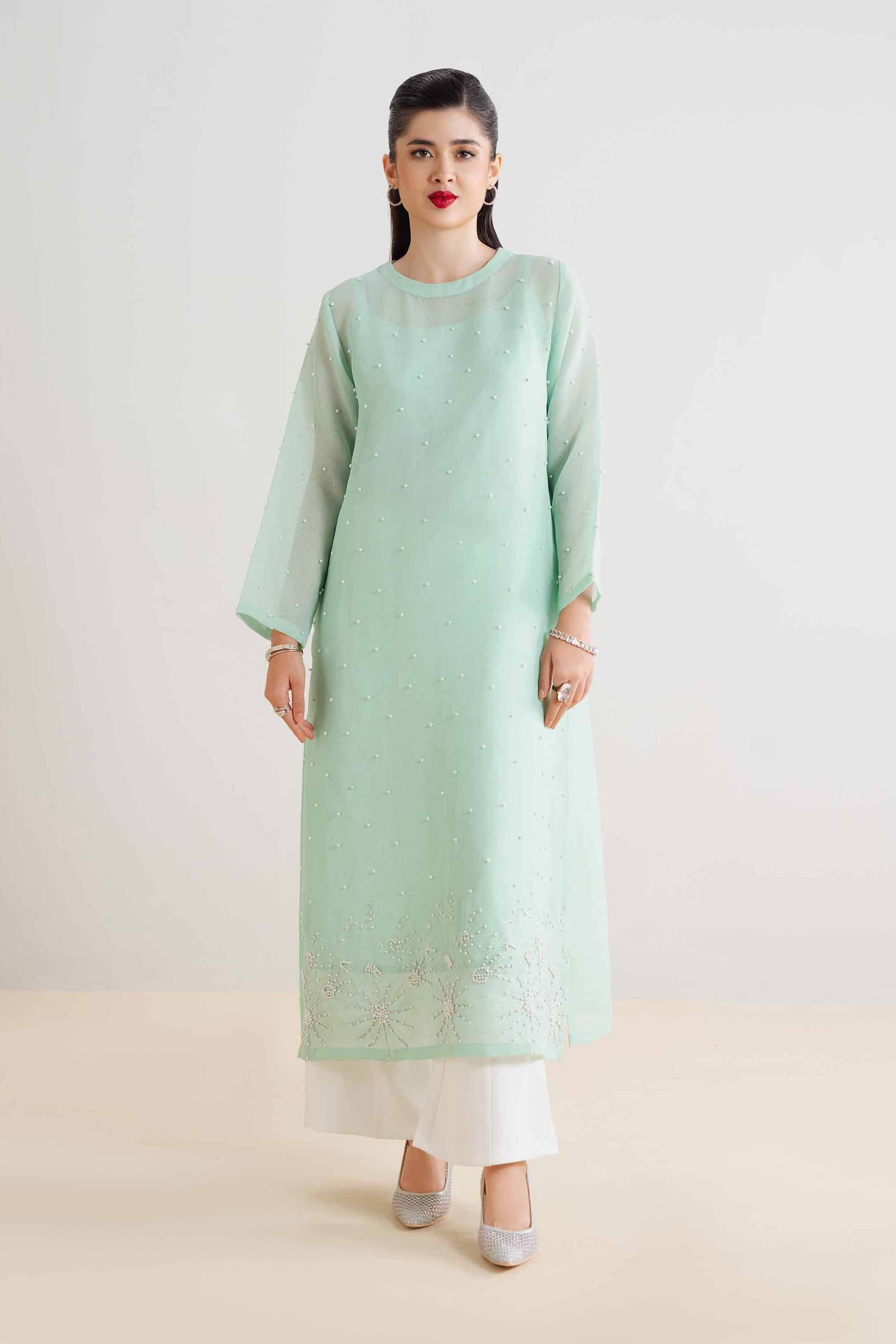 NishatUK - Brown Embroidered   Poly Fabric 2-piece ready to wear Dress
