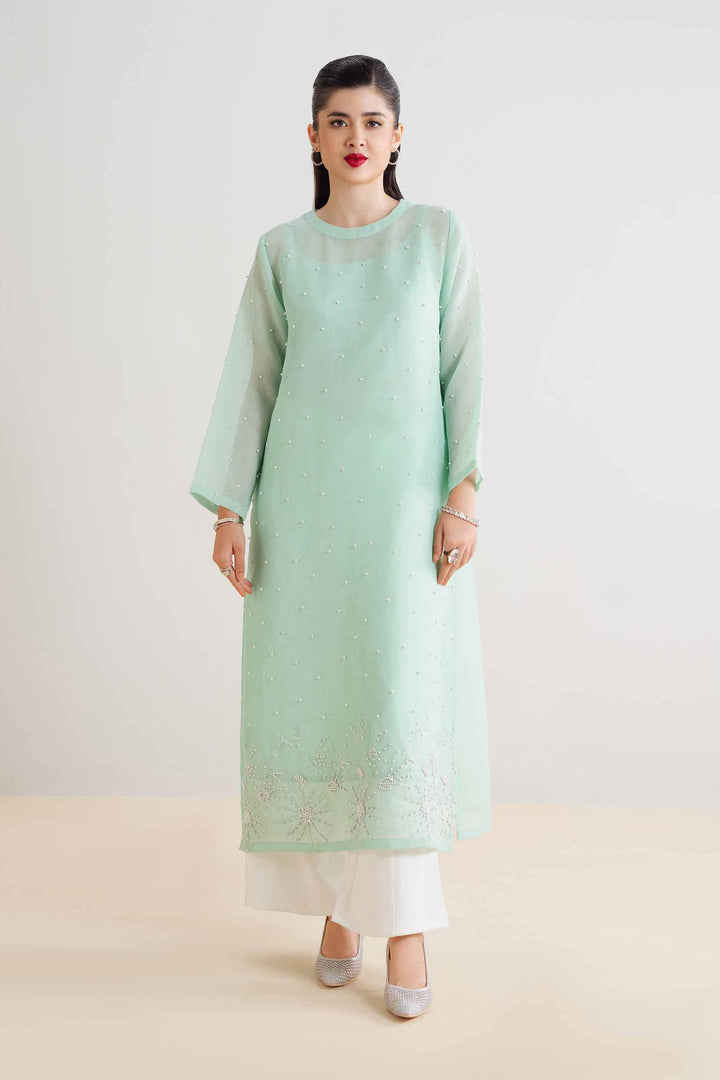 NishatUK - Brown Embroidered   Poly Fabric 2-piece ready to wear Dress