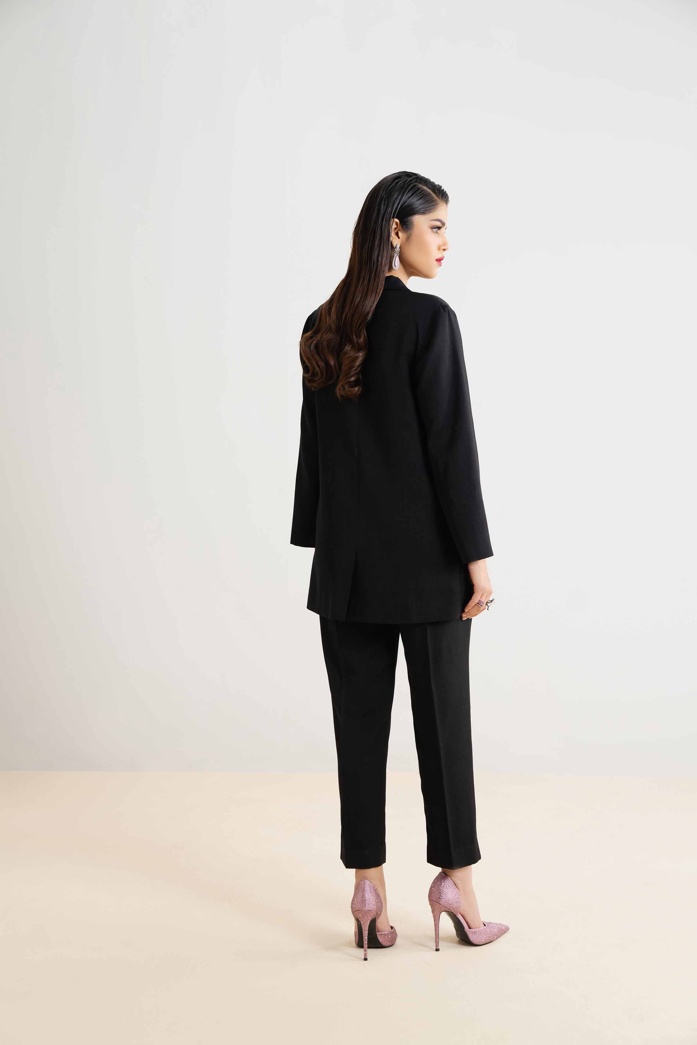 NishatUK - Black Solids  Poly Fabric 2-piece ready to wear Dress