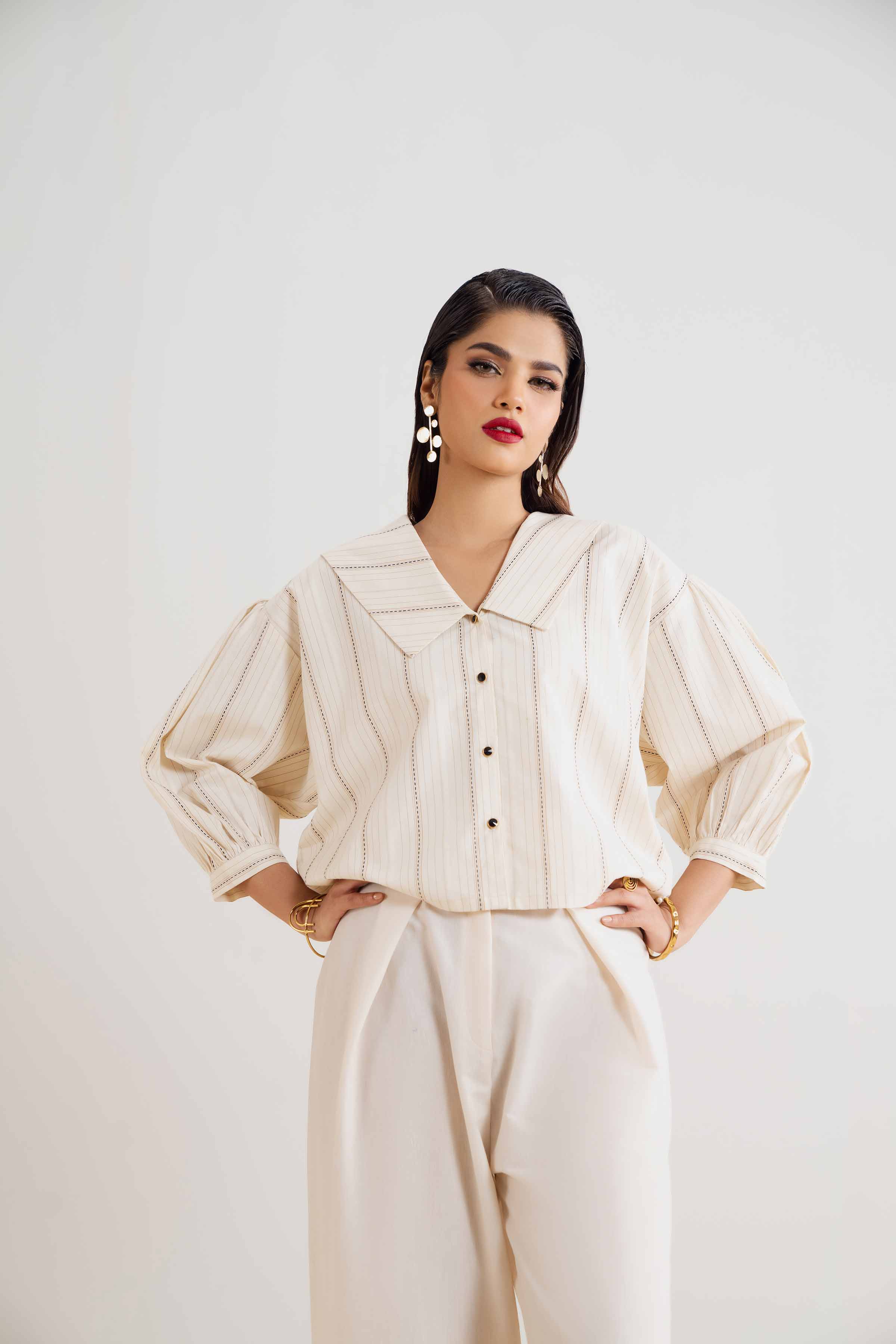 NishatUK - Brown Embroidered   Yarn Dyed 2-piece ready to wear Dress