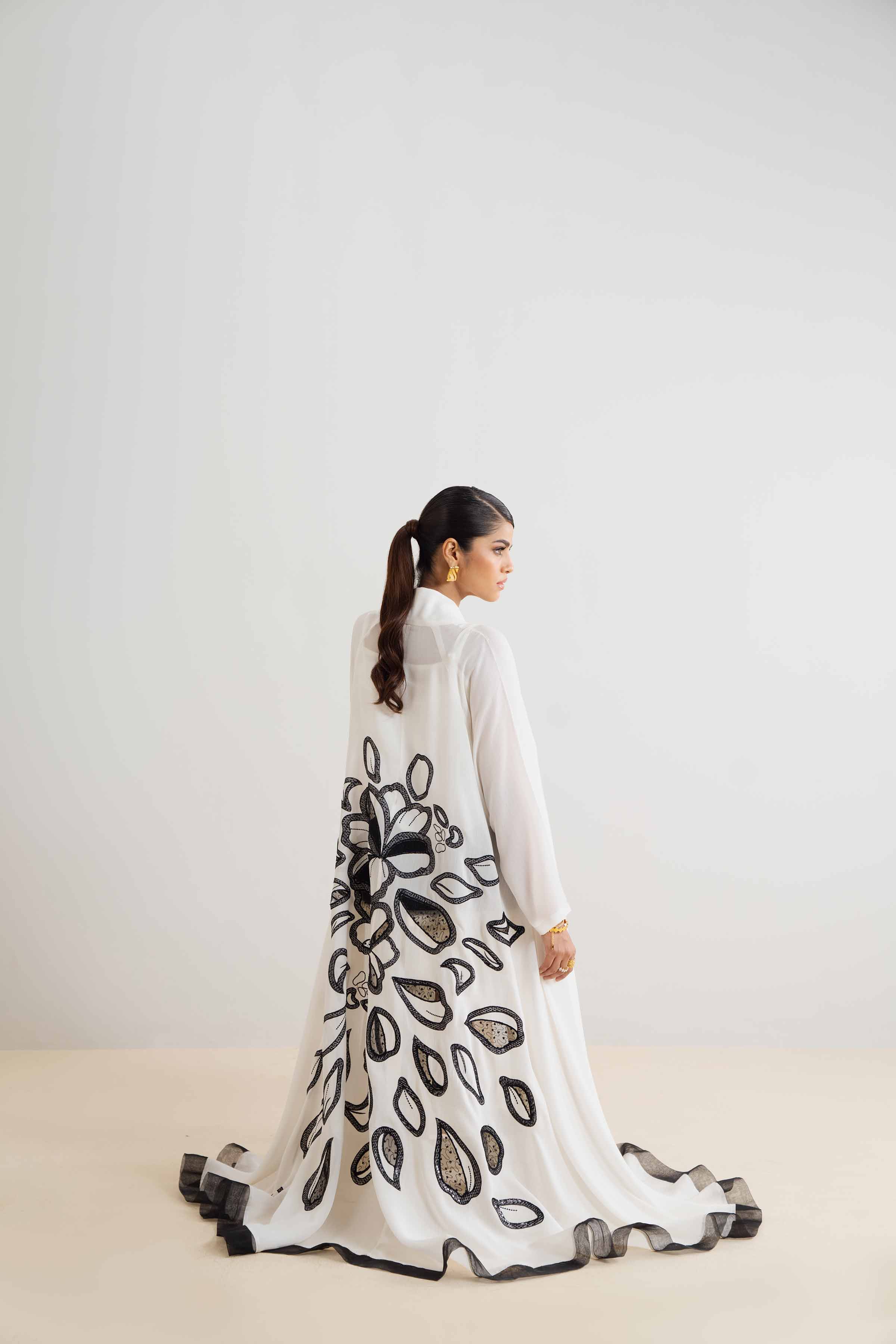 NishatUK - Brown Embroidered  Poly Fabric With Organza 1-piece ready to wear Dress