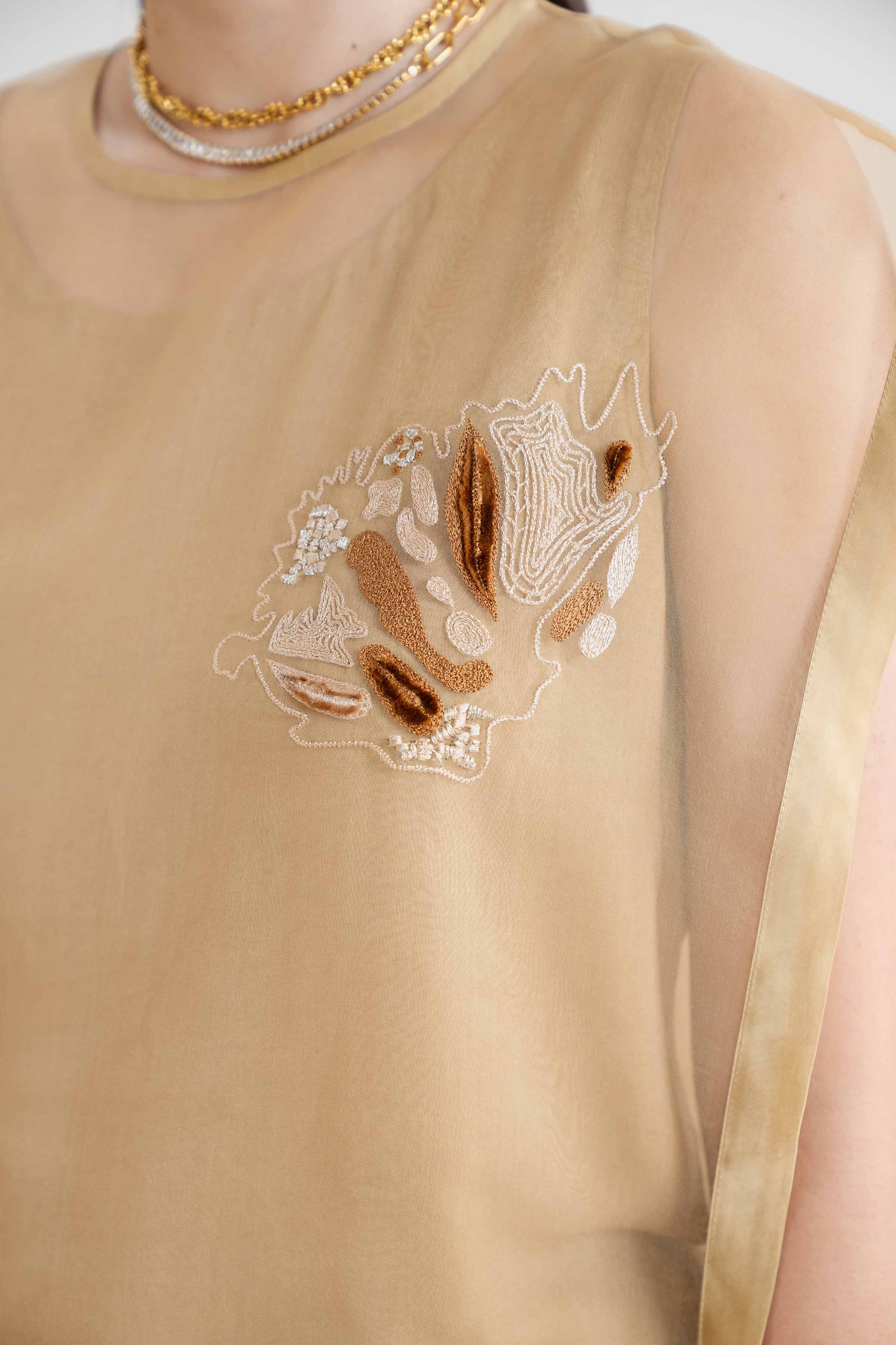 NishatUK - Brown Embroidered   Organza 2-piece ready to wear Suit