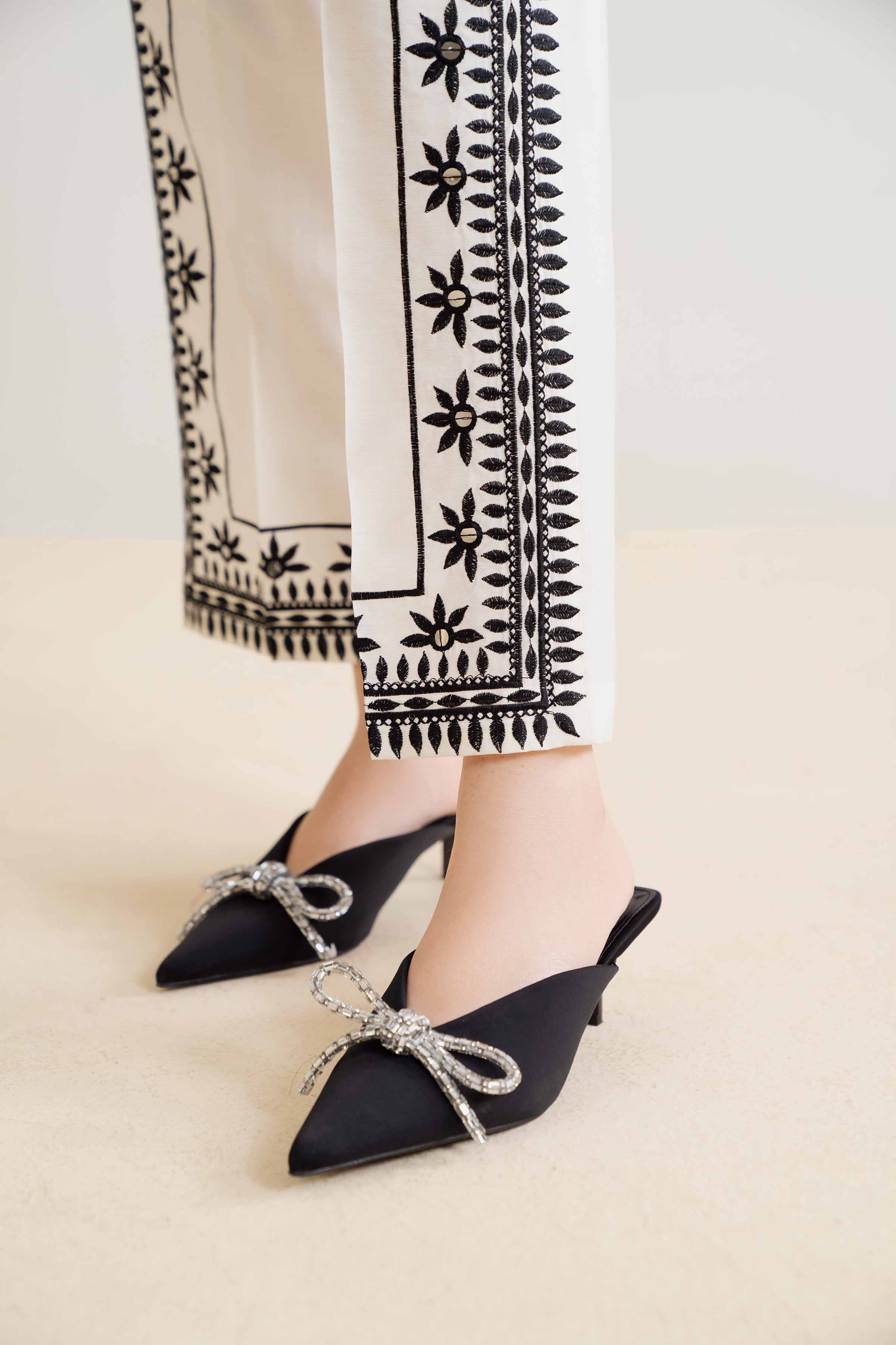 NishatUK - Brown Embroidered   Cotton 1-piece ready to wear Trouser
