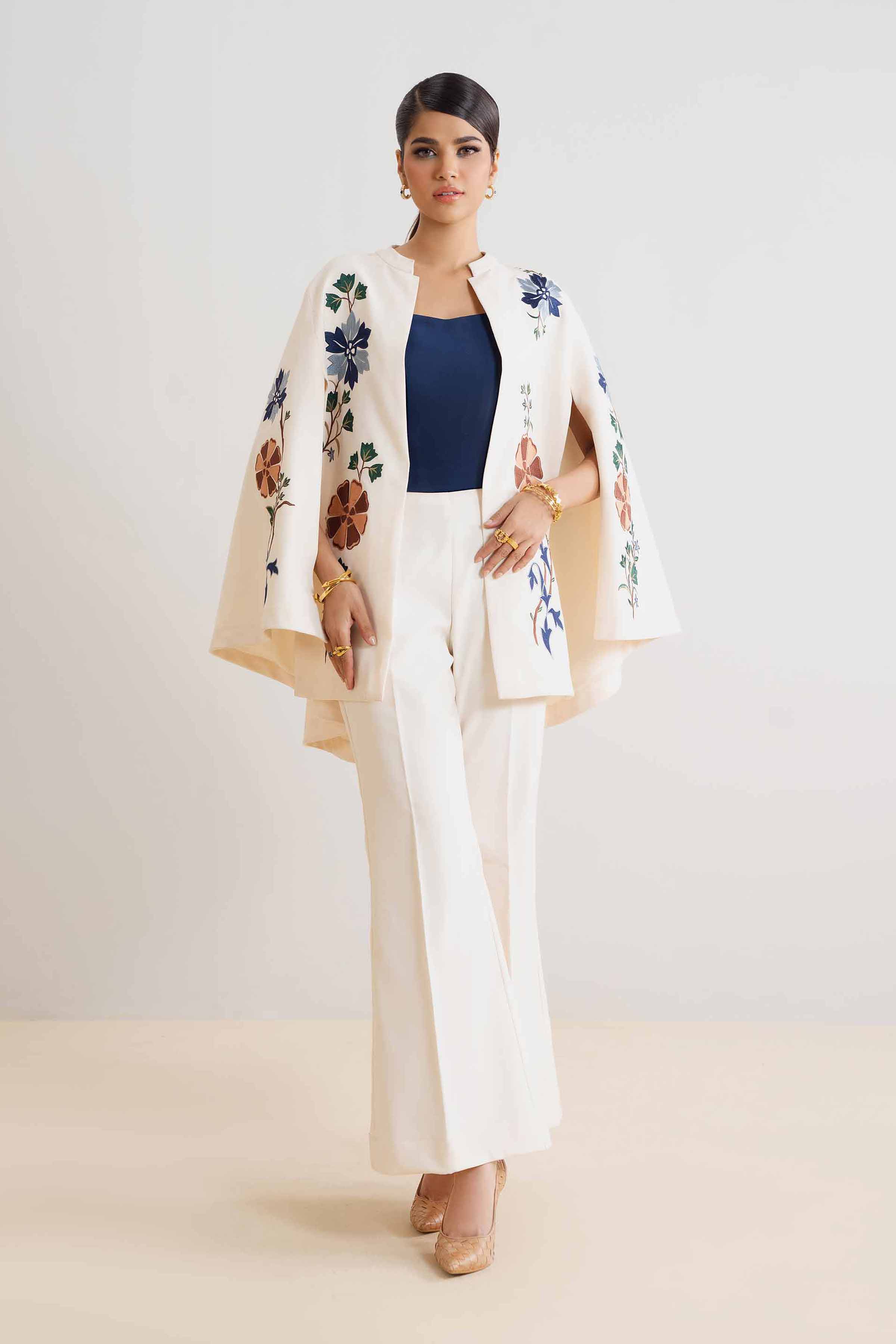 NishatUK - Off White Embroidered  Cotton 1-piece ready to wear Shirt