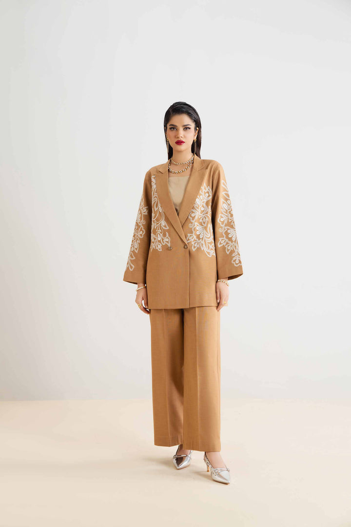 NishatUK - Yellow Embroidered   Cotton 2-piece ready to wear Dress