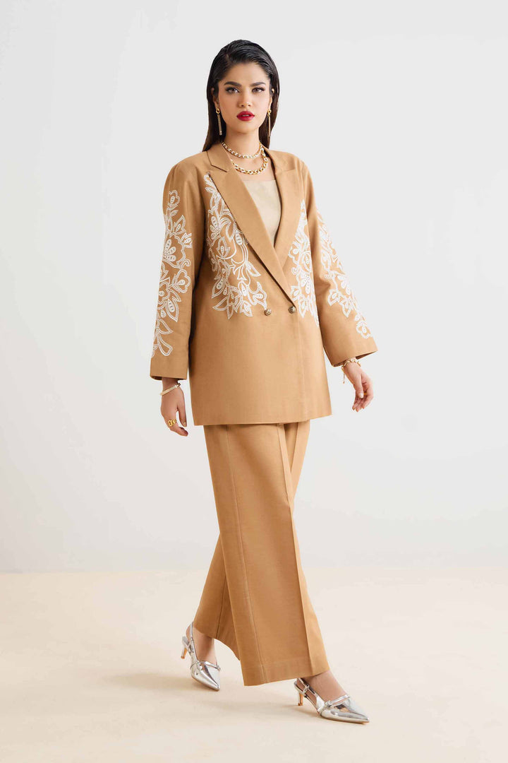 NishatUK - Yellow Embroidered   Cotton 2-piece ready to wear Dress