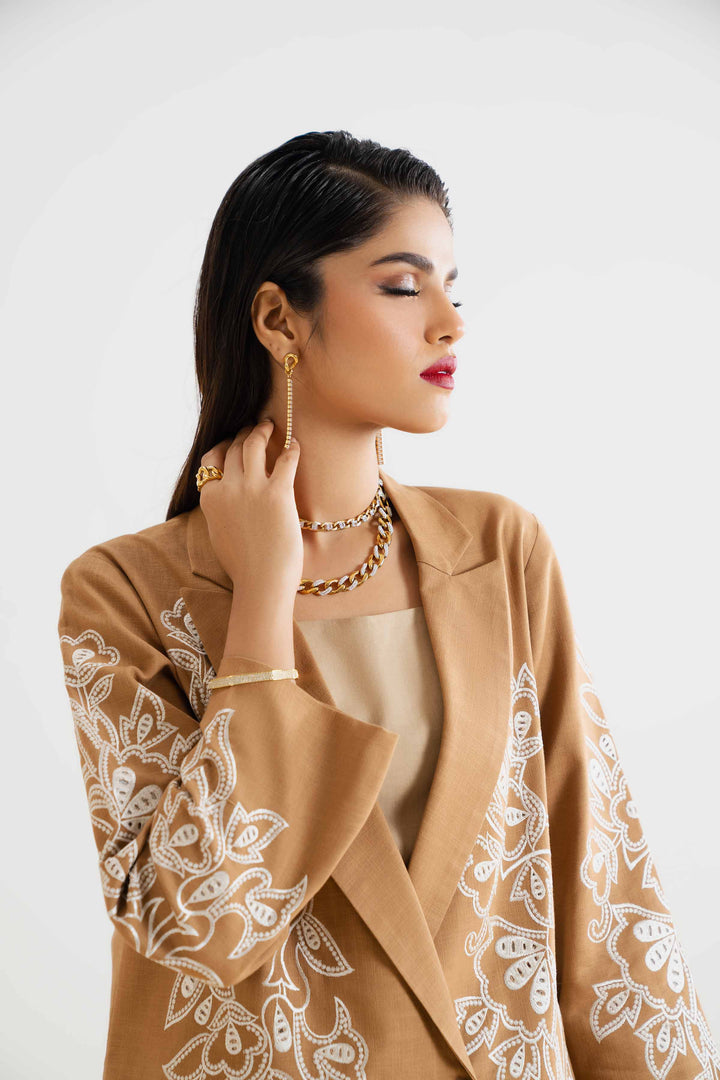 NishatUK - Yellow Embroidered   Cotton 2-piece ready to wear Dress