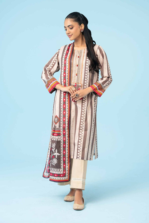 2 Piece - Printed Embroidered Suit - PE24-407