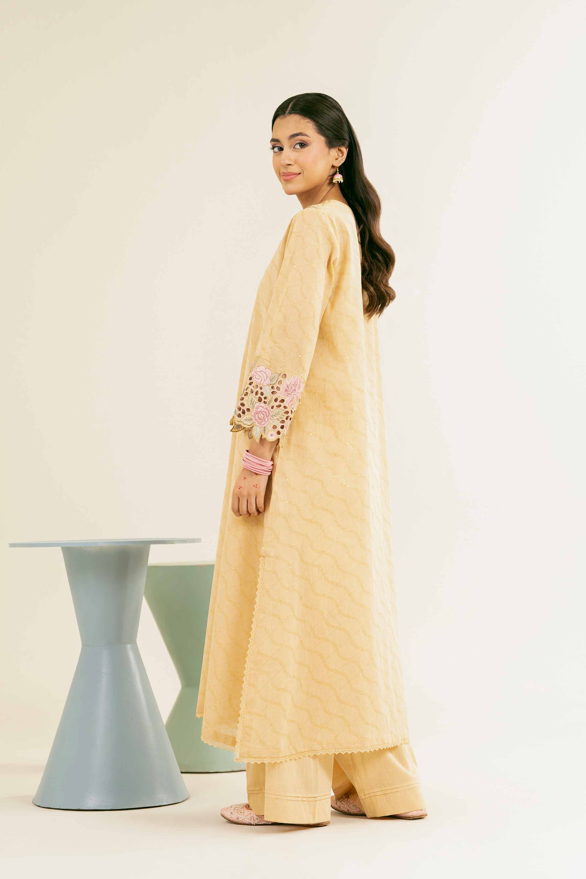 NishatUK - Brown Embroidered  Jacquard 2-piece ready to wear Dress