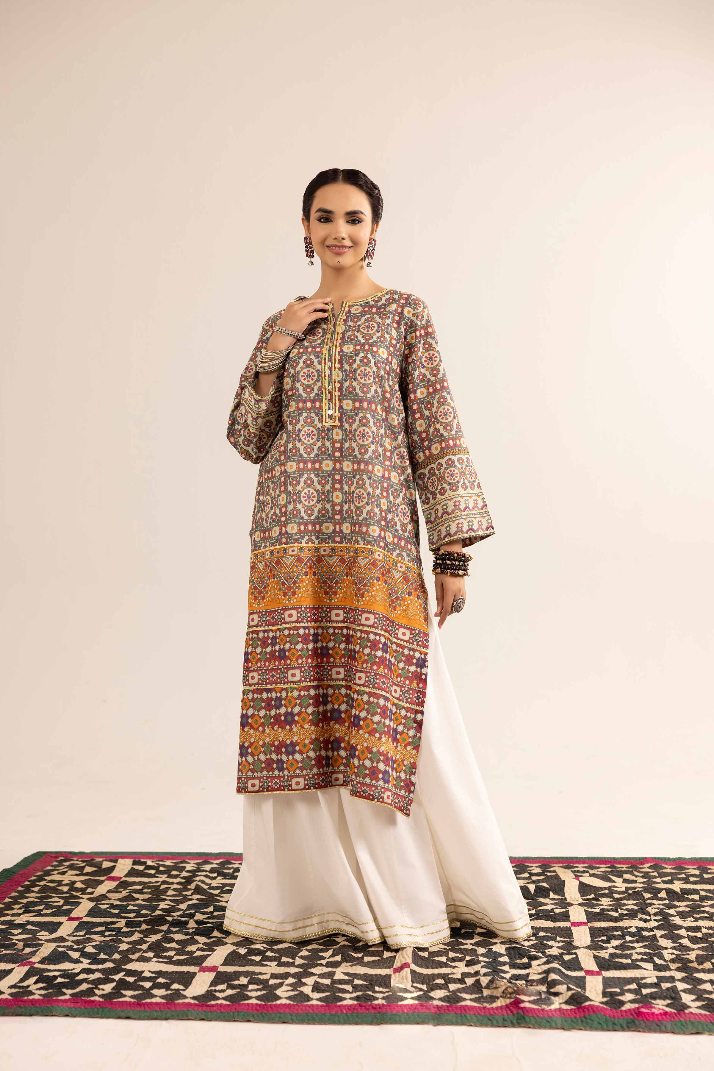 NishatUK - Brown Printed Lawn 1-piece ready to wear Shirt