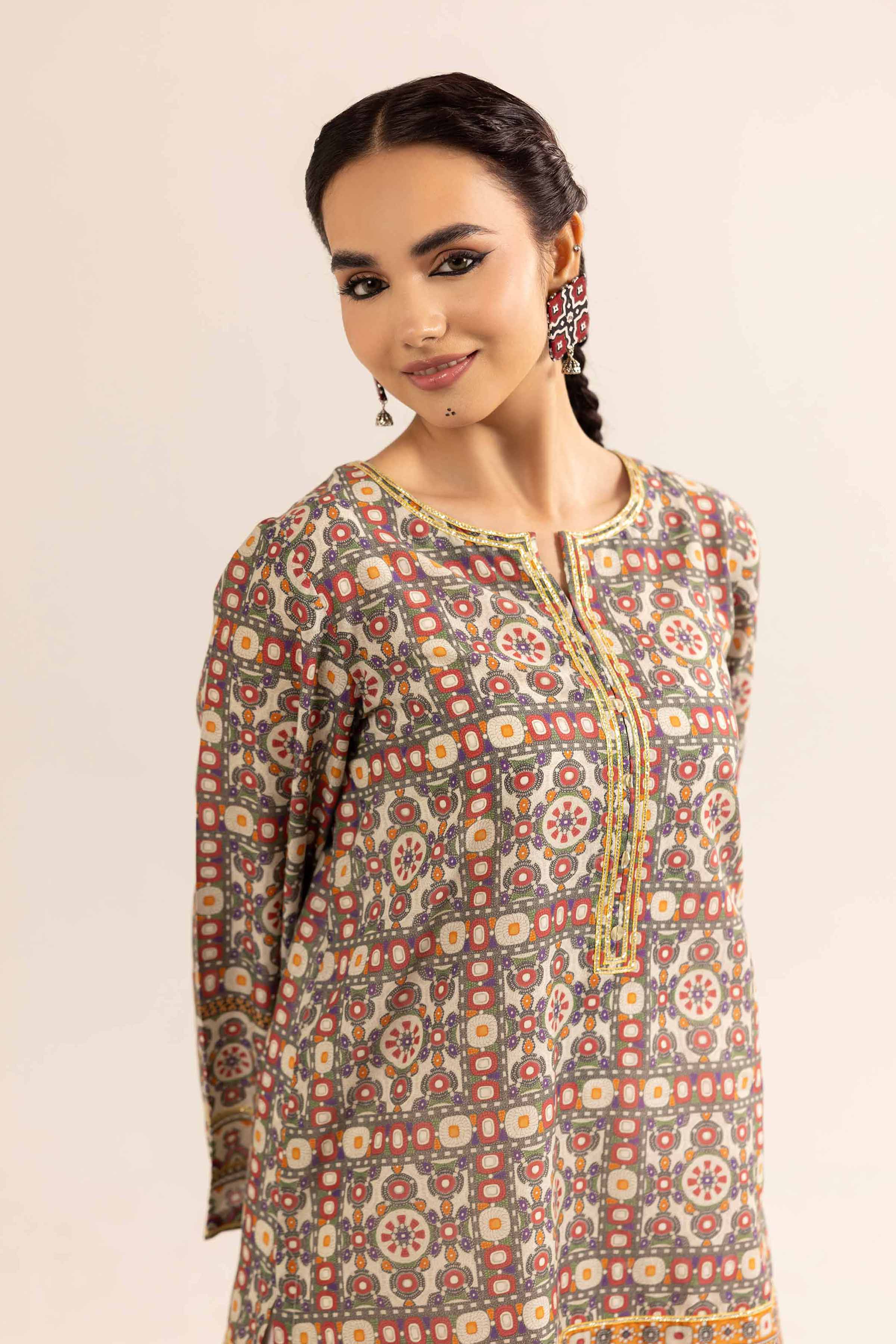NishatUK - Brown Printed Lawn 1-piece ready to wear Shirt