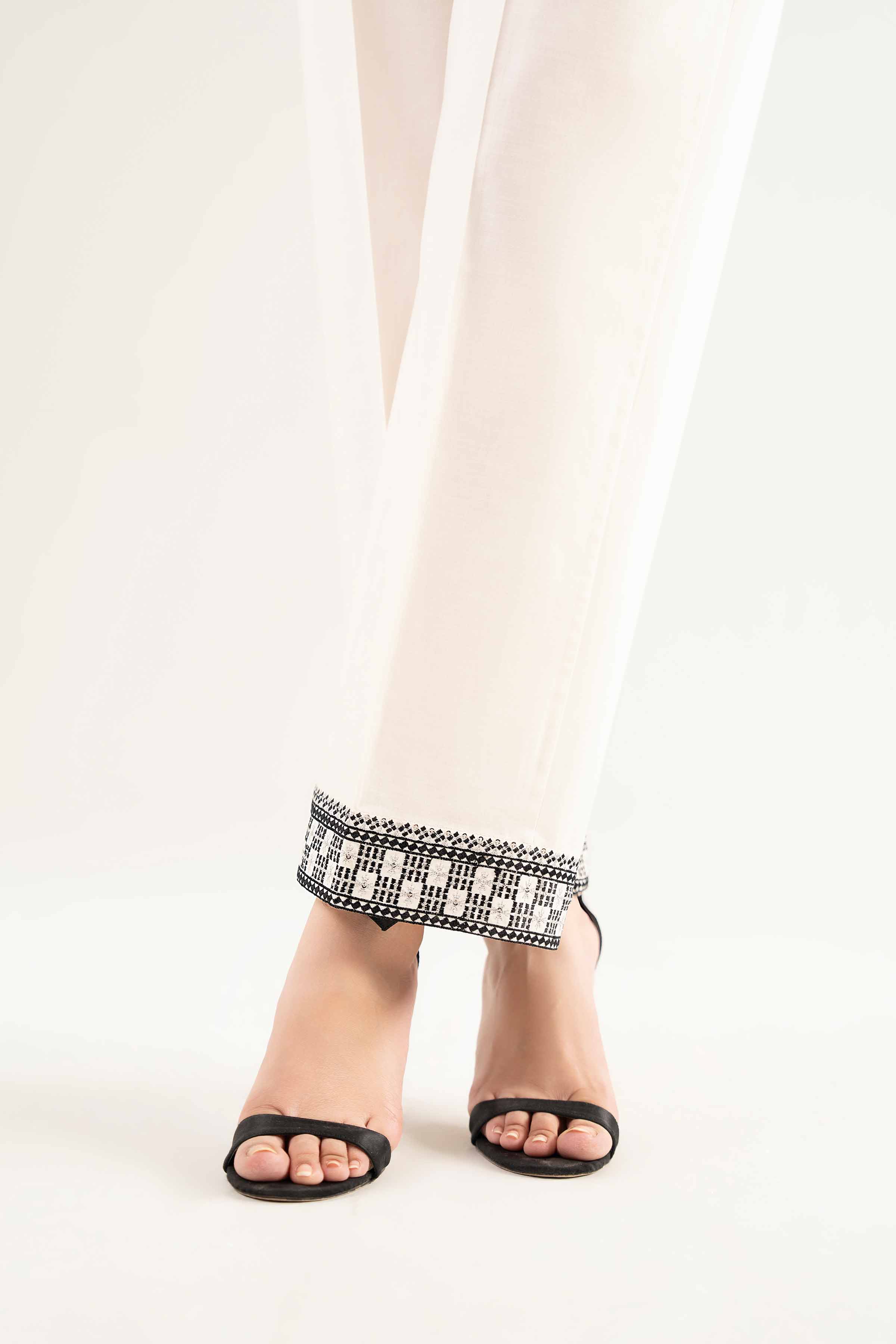 NishatUK - Off White Embroidered   Cambric 1-piece ready to wear Trouser