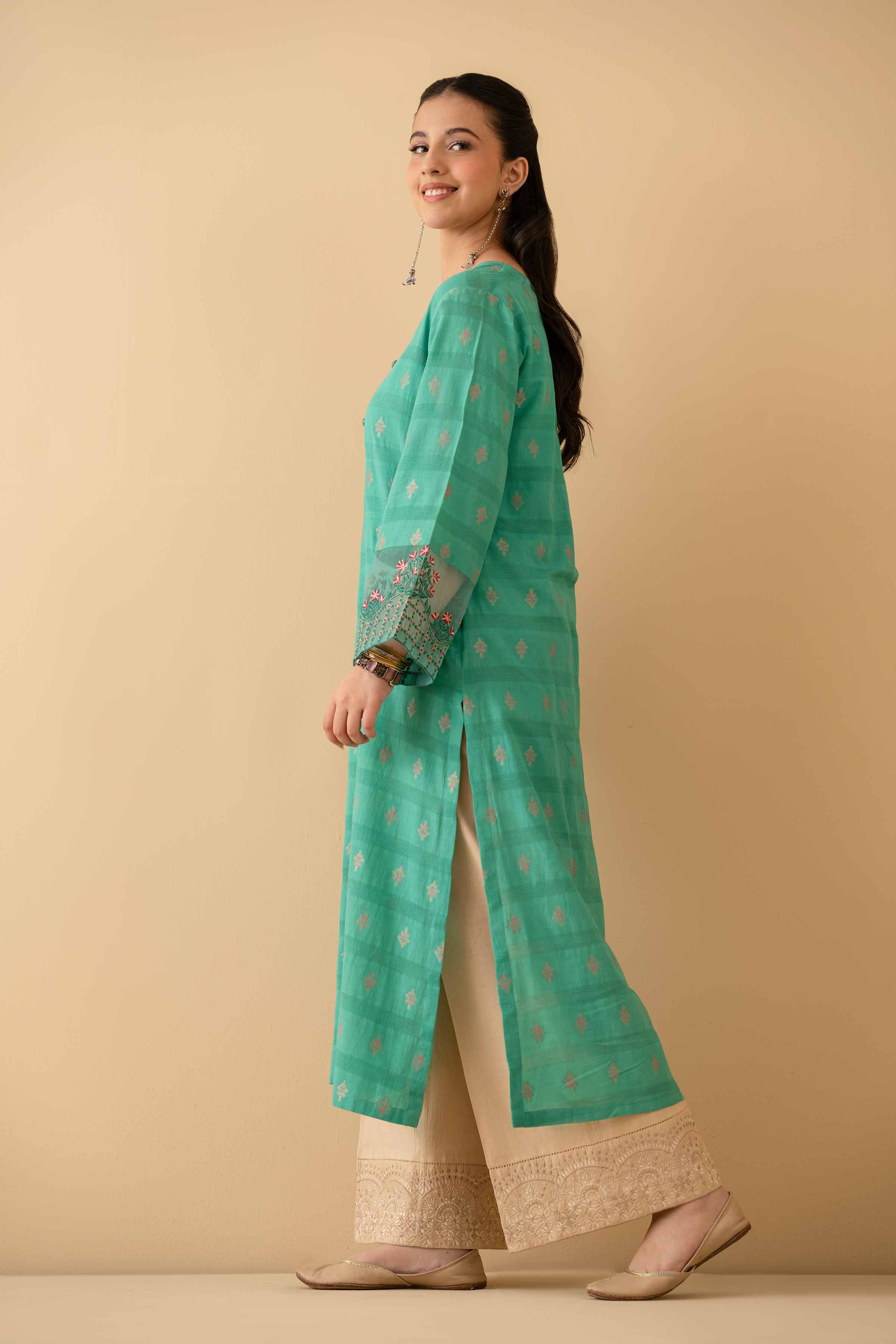 NishatUK - Blue Embroidered  Jacquard 1-piece ready to wear Shirt