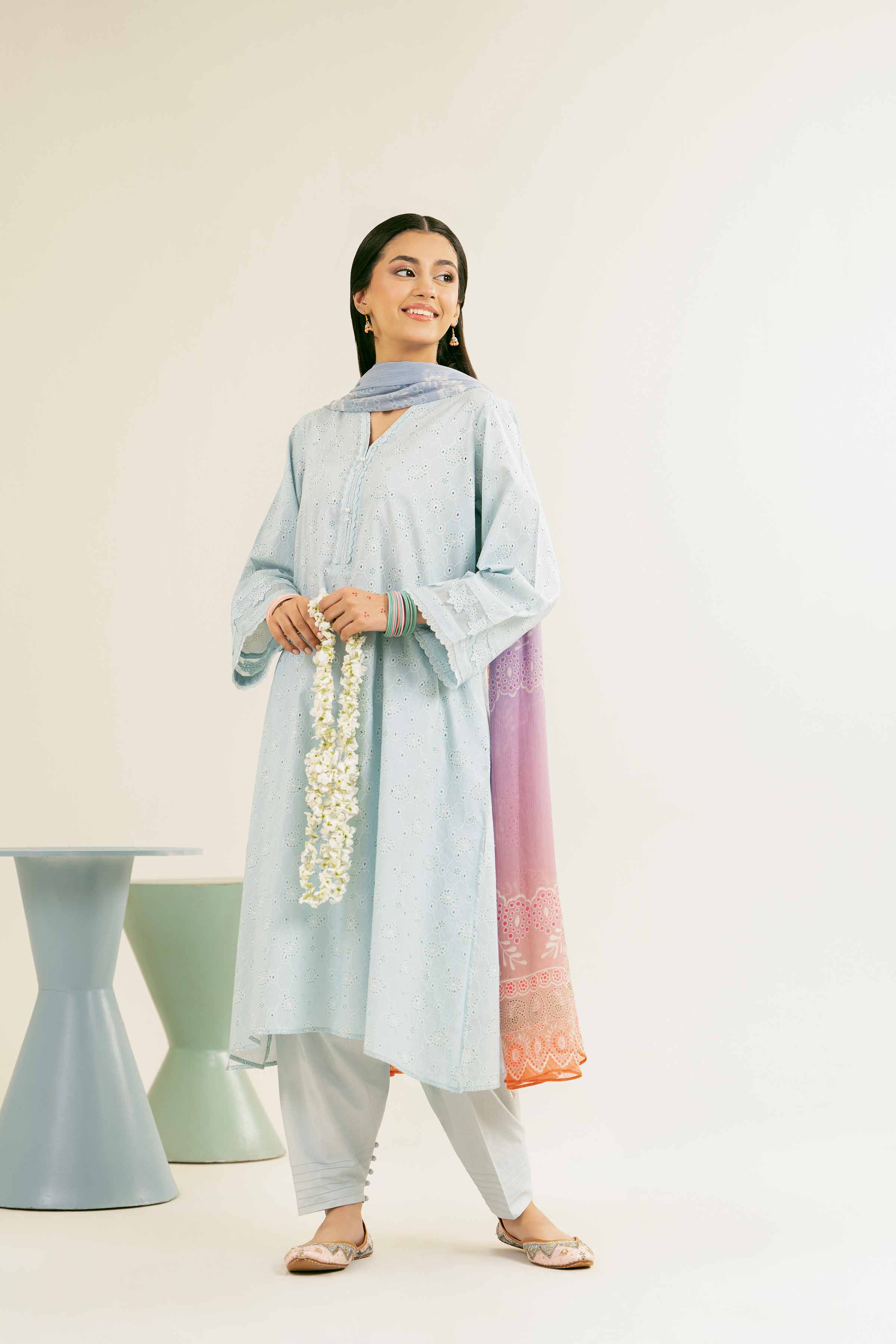 NishatUK - Brown Printed  Chicken Kari 3-piece ready to wear Suit