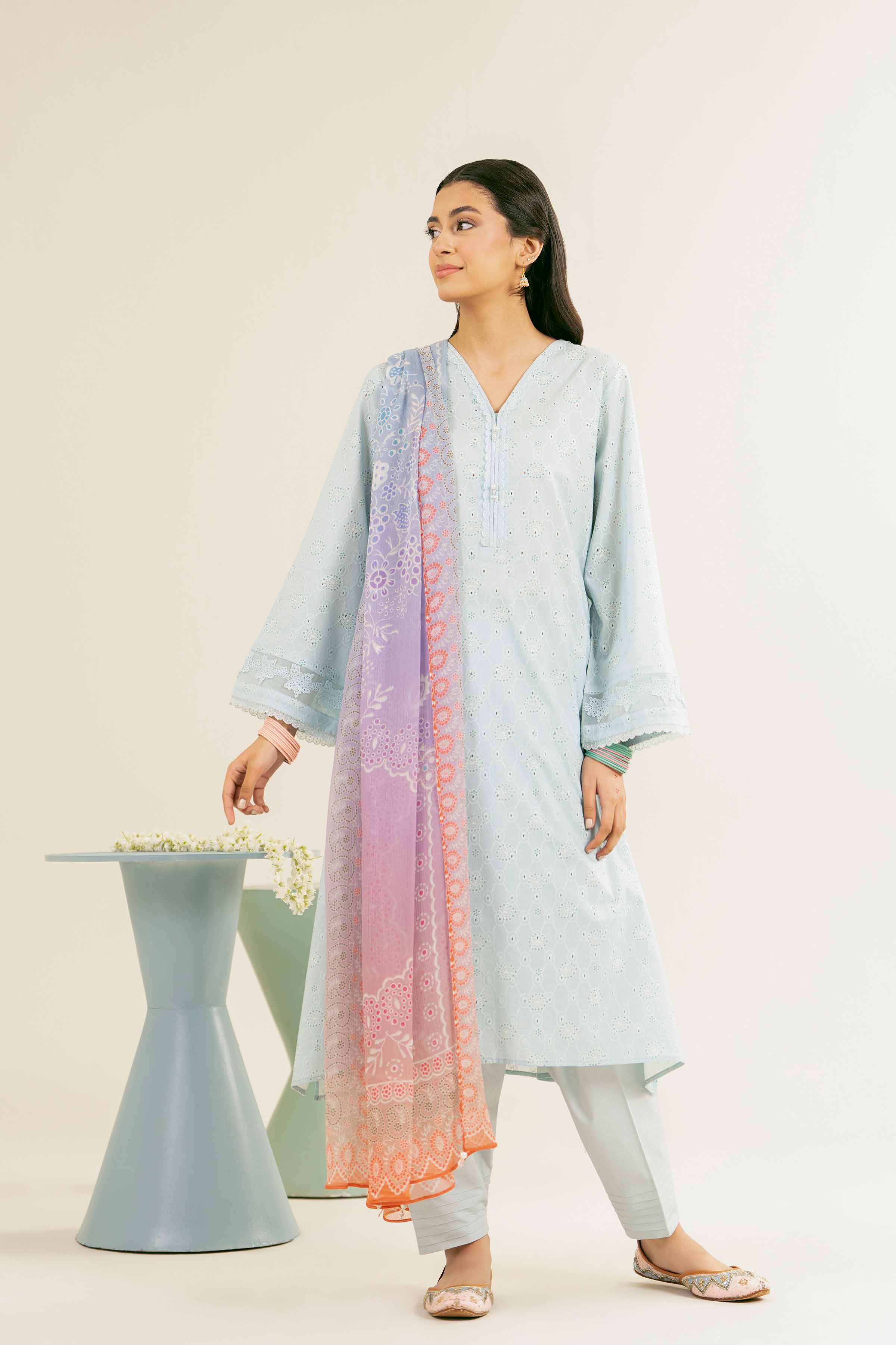 NishatUK - Brown Printed  Chicken Kari 3-piece ready to wear Suit