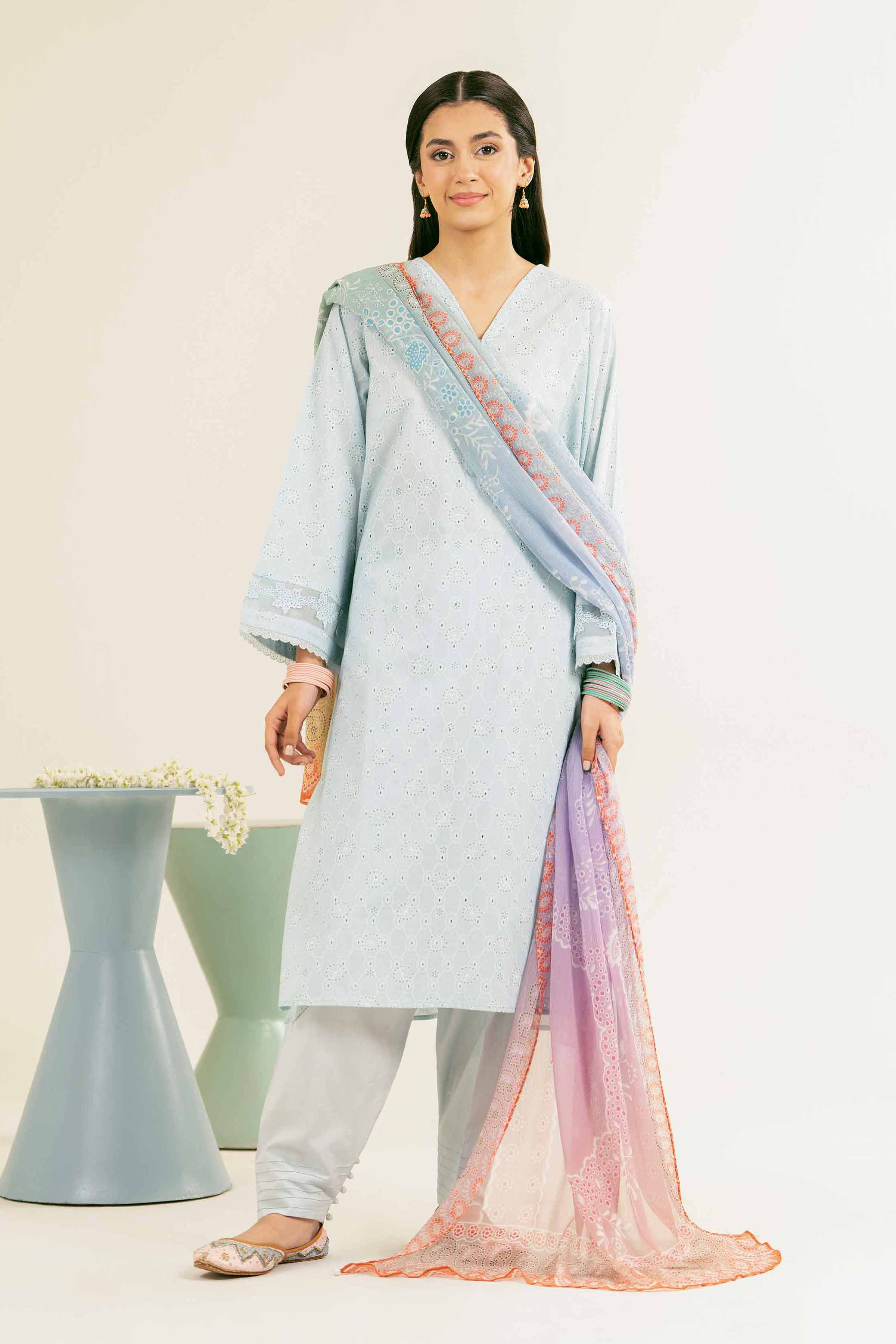 NishatUK - Brown Printed  Chicken Kari 3-piece ready to wear Suit