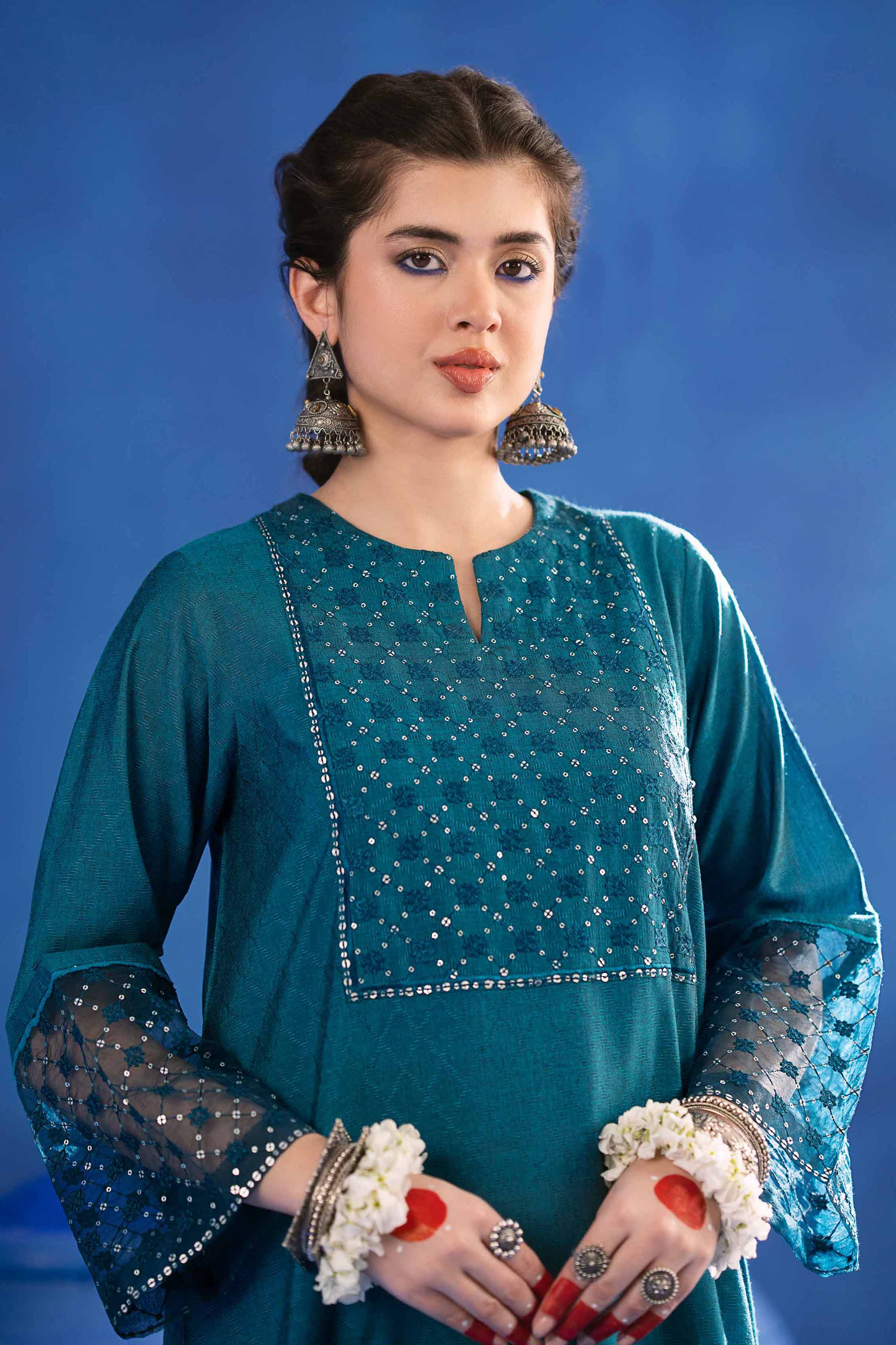 NishatUK - Brown Embroidered  Jacquard 2-piece ready to wear Dress