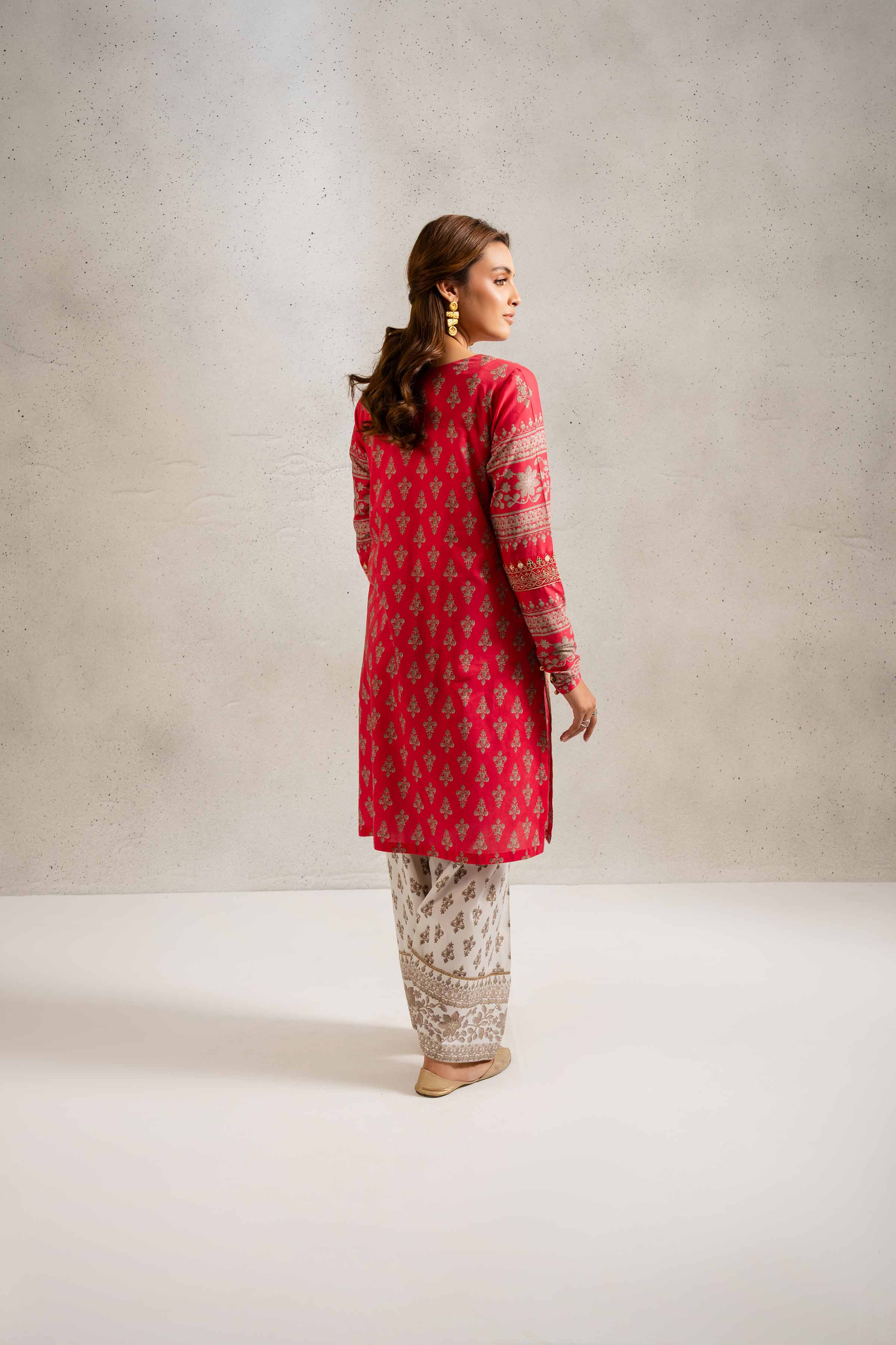 NishatUK - Brown Embroidered  Lawn 2-piece ready to wear Dress