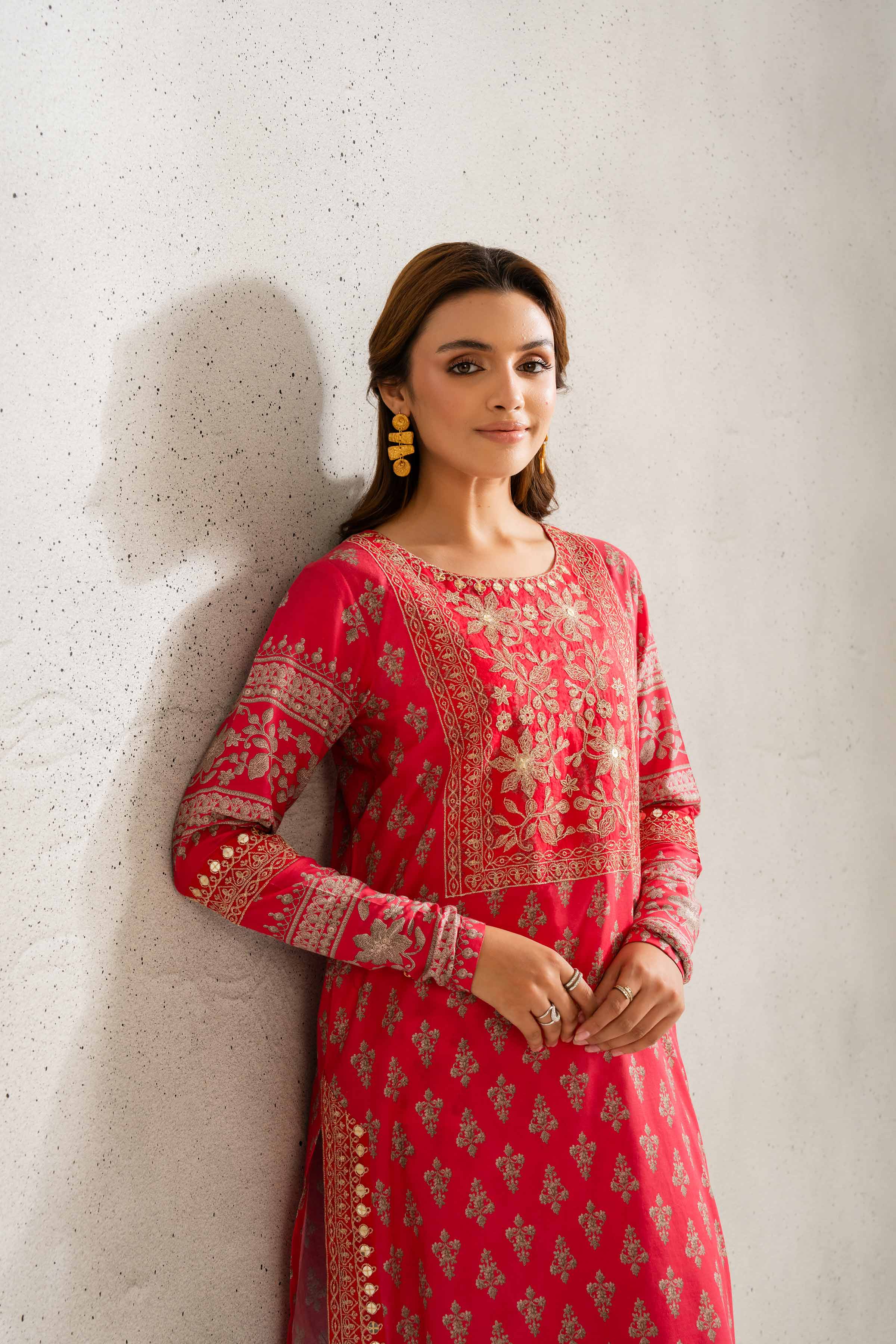 NishatUK - Brown Embroidered  Lawn 2-piece ready to wear Dress