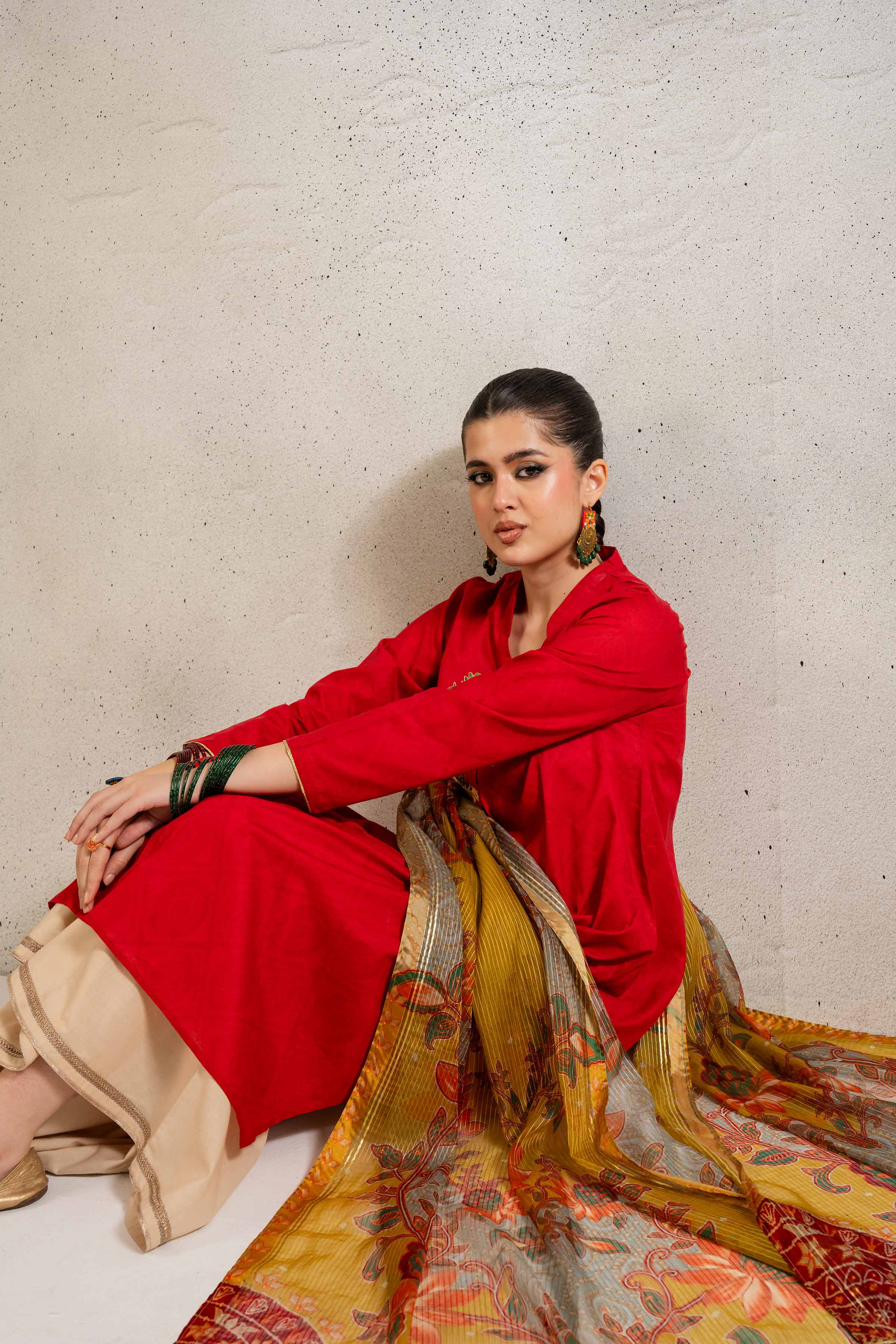 NishatUK - Brown Embroidered  Lawn 2-piece ready to wear Dress