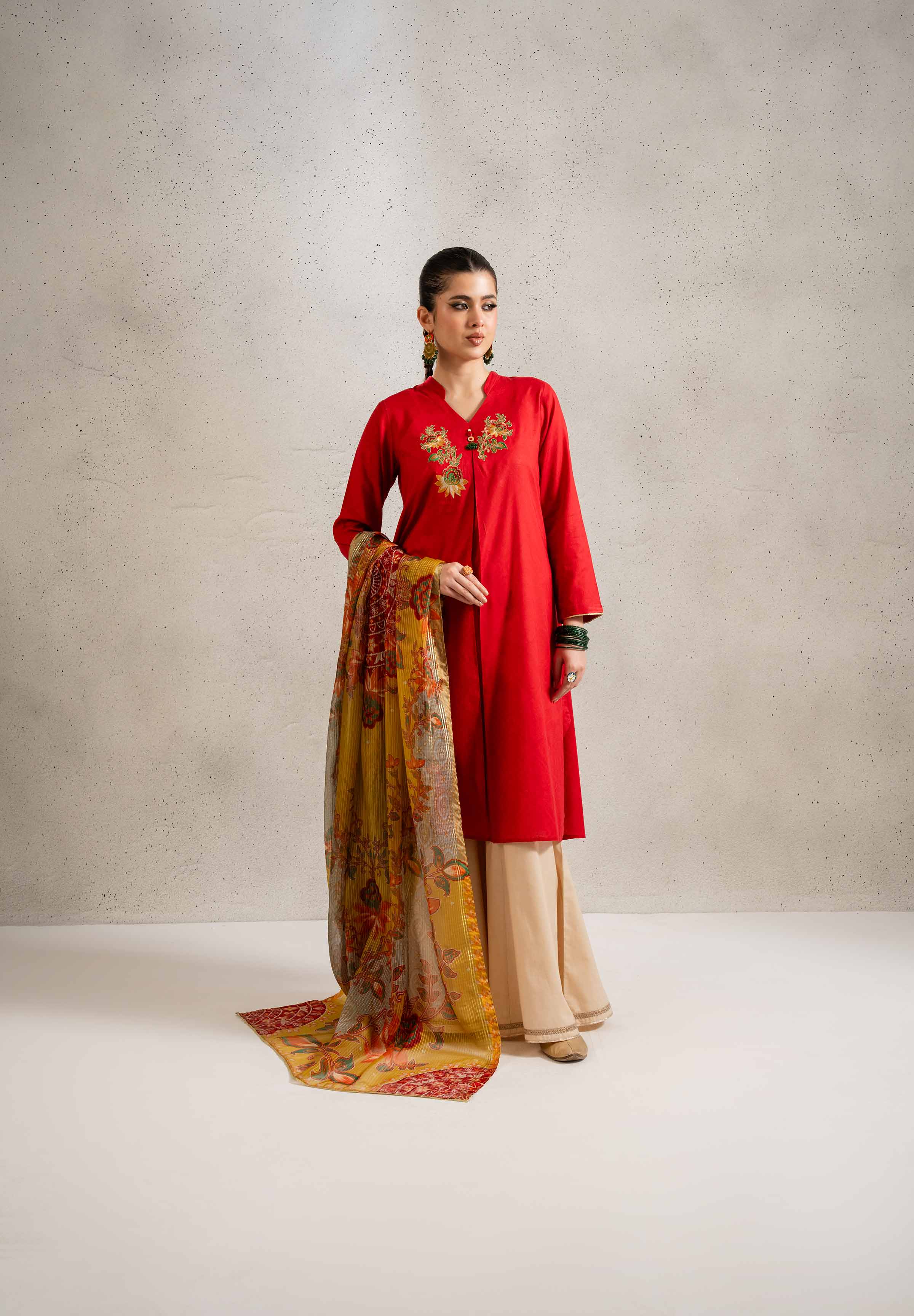 NishatUK - Brown Embroidered  Lawn 2-piece ready to wear Dress