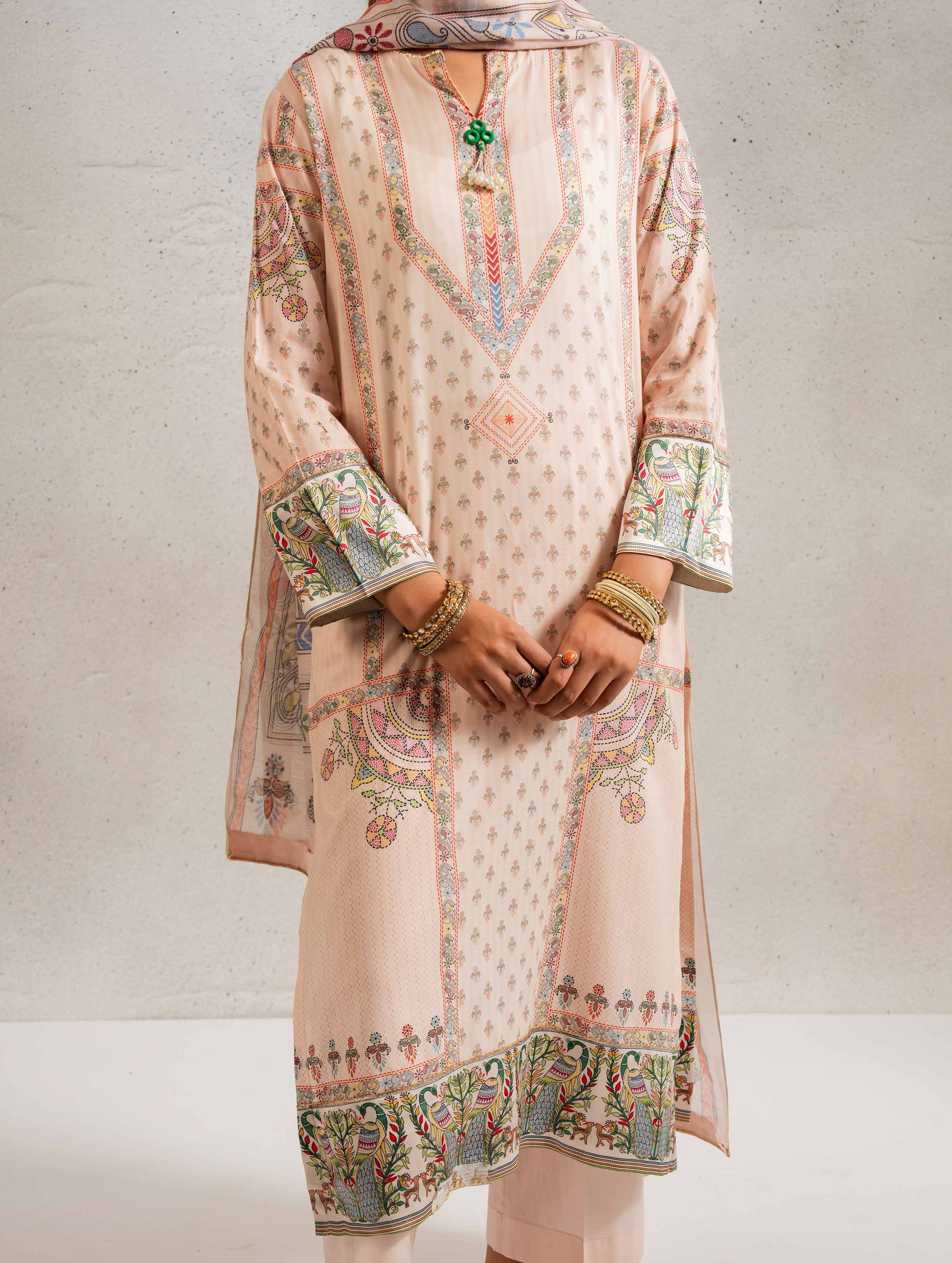 NishatUK - Brown Printed Lawn 3-piece ready to wear Suit