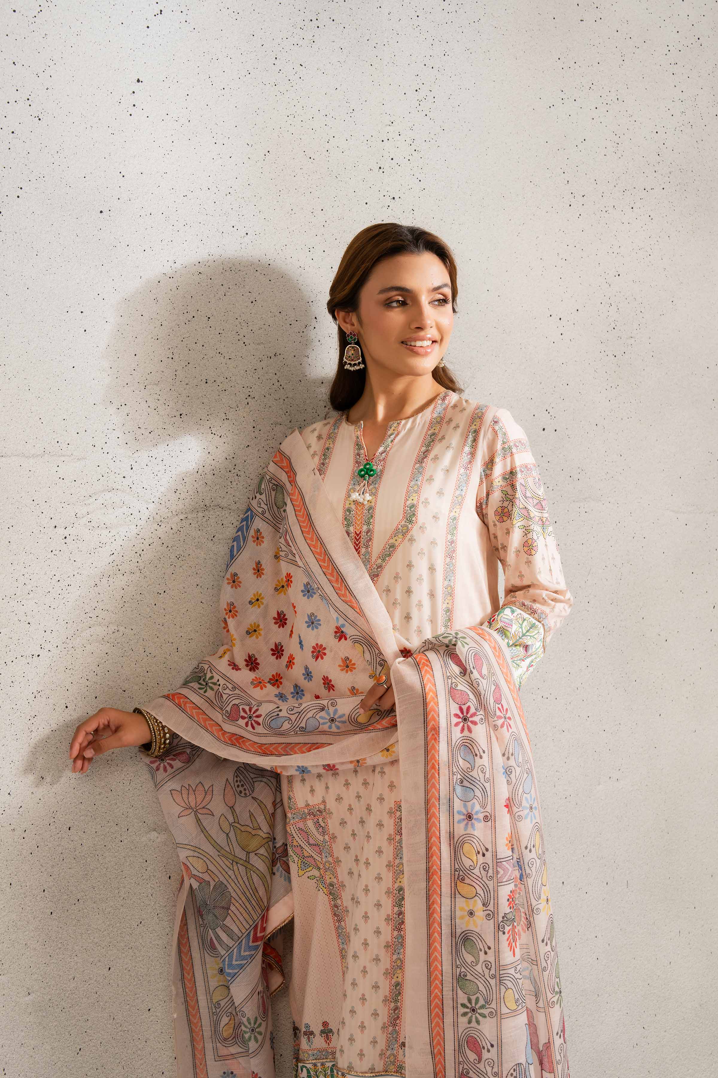 NishatUK - Brown Printed Lawn 3-piece ready to wear Suit