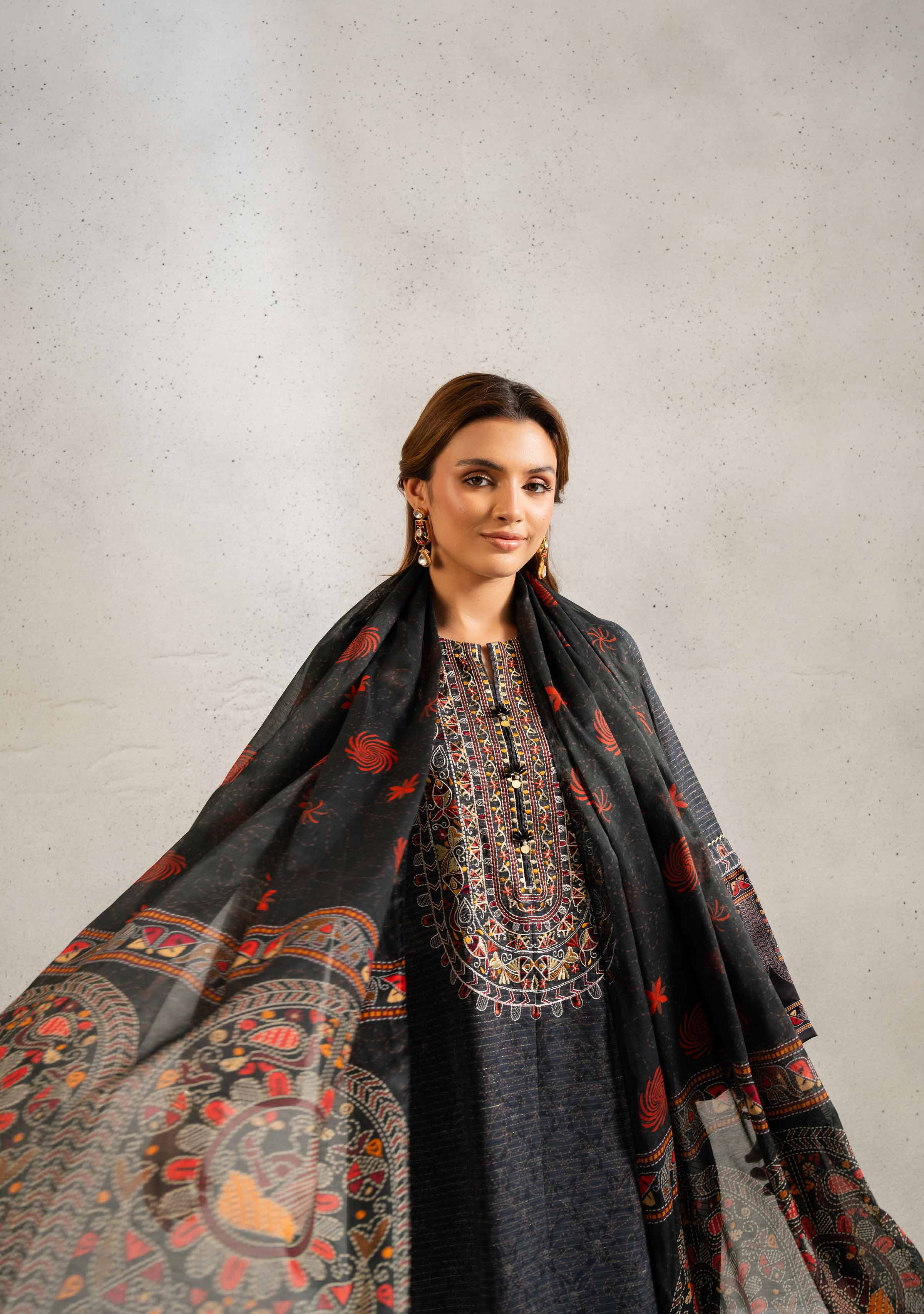 NishatUK - Brown Embroidered  Jacquard 3-piece ready to wear Suit