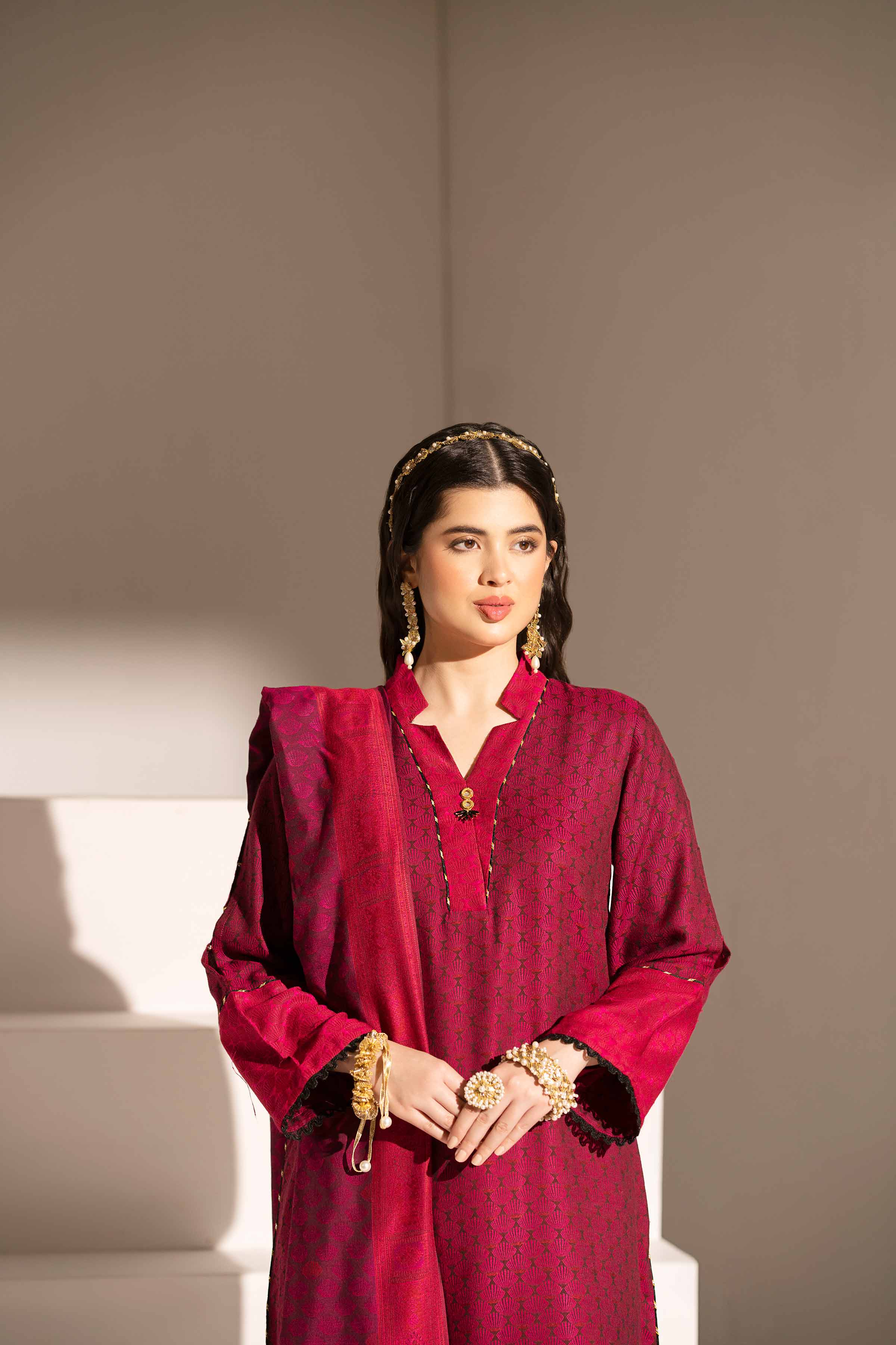 NishatUK - Brown Solids Jacquard 2-piece ready to wear Dress