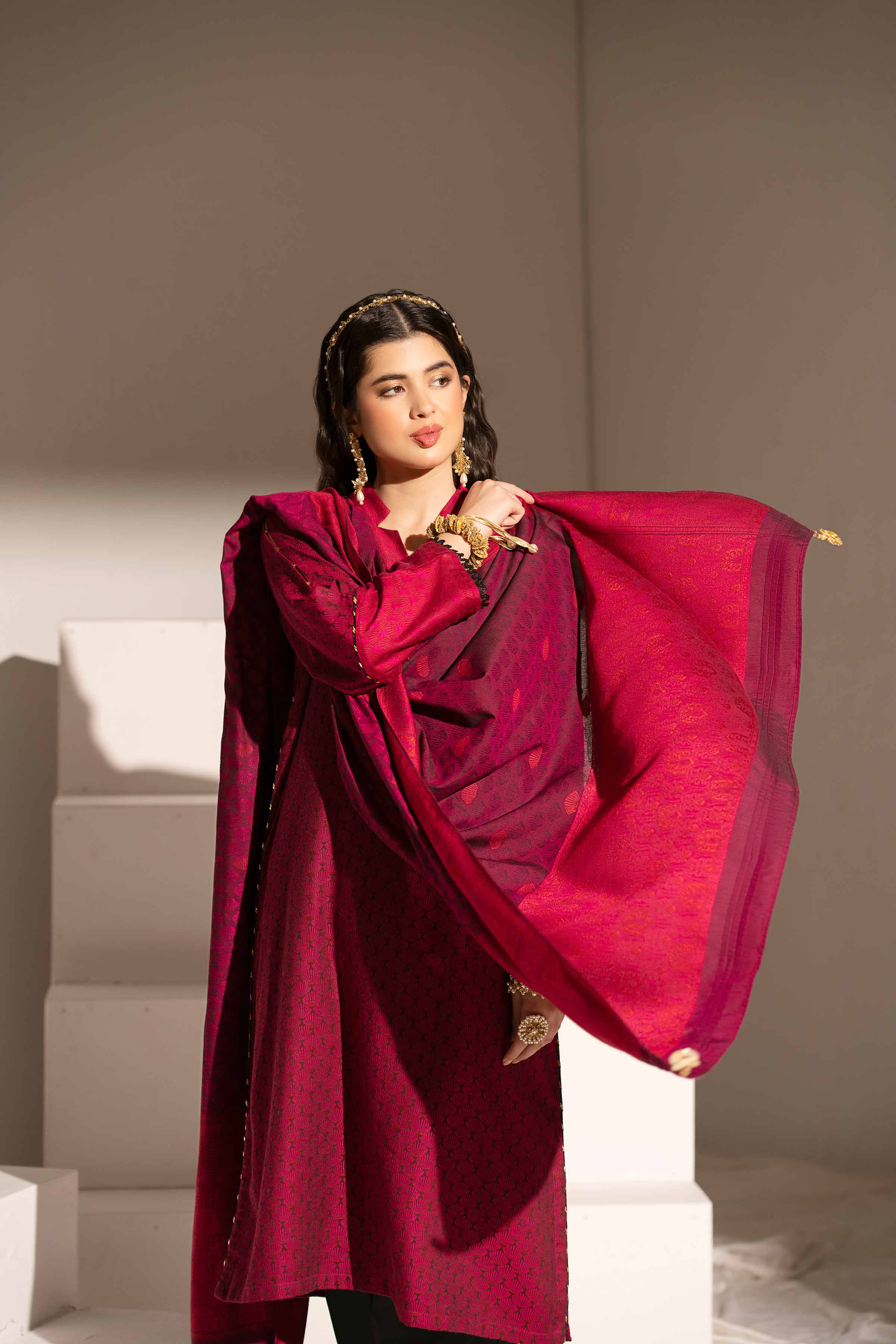 NishatUK - Brown Solids Jacquard 2-piece ready to wear Dress