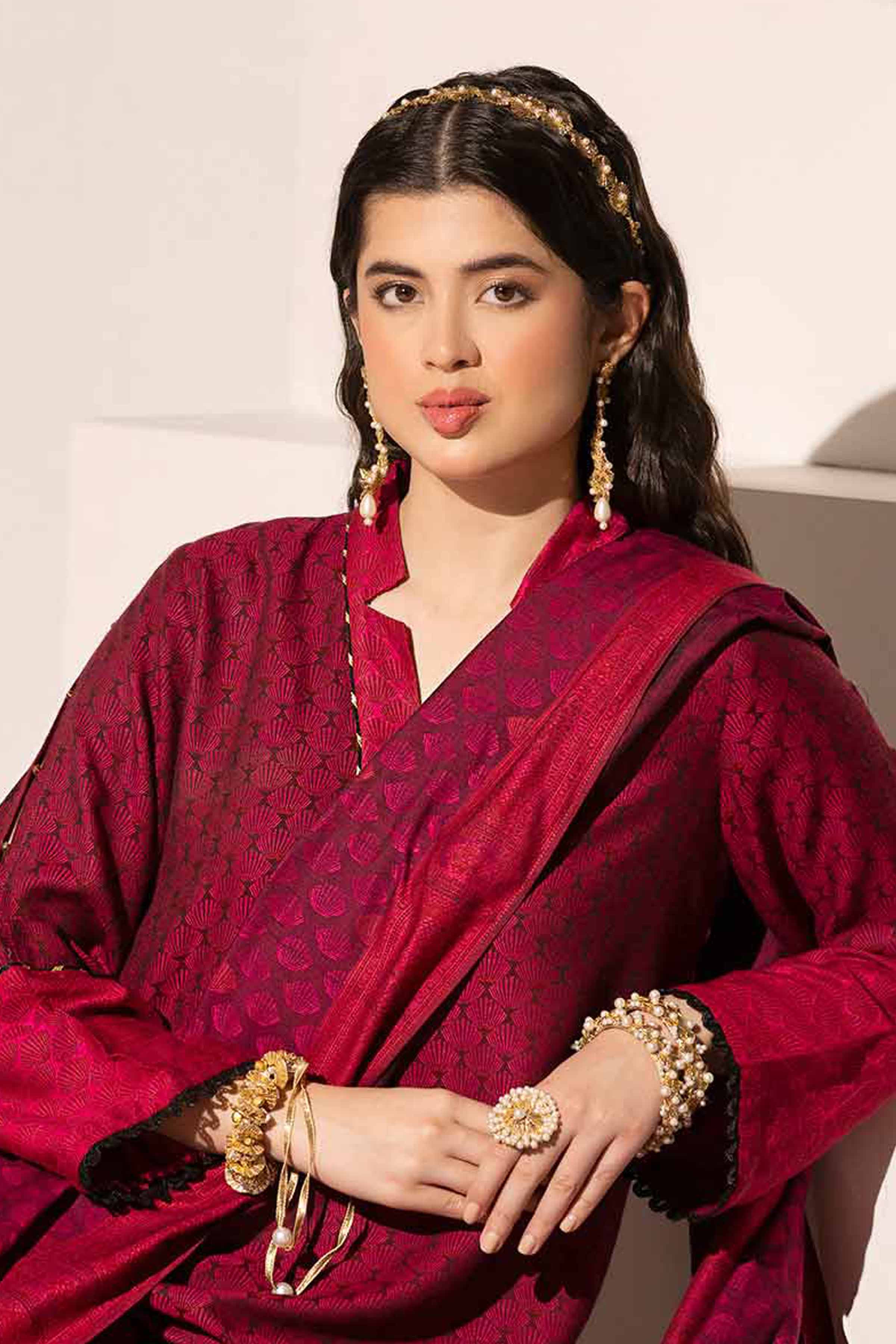 NishatUK - Brown Solids Jacquard 2-piece ready to wear Dress