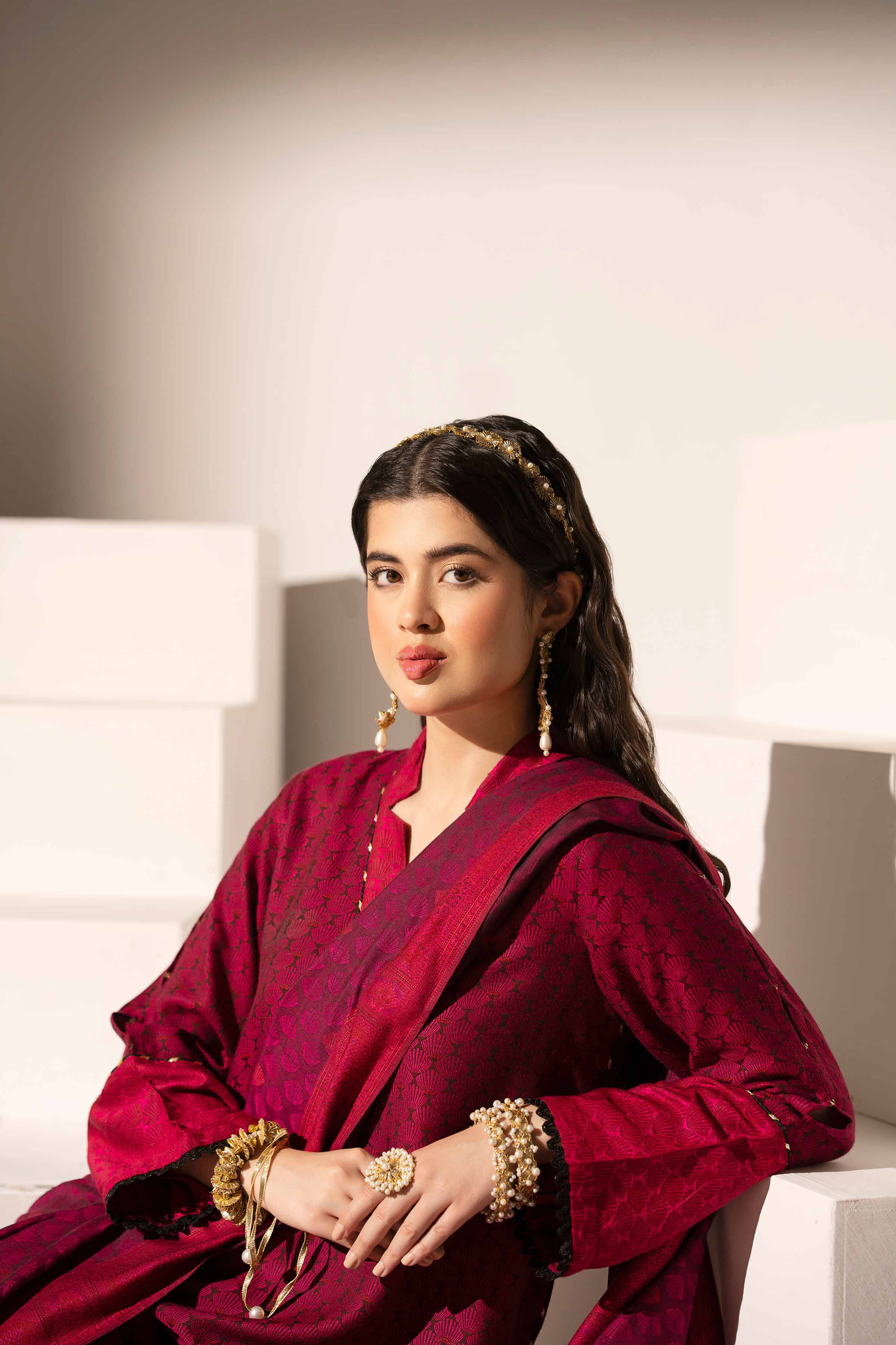 NishatUK - Brown Solids Jacquard 2-piece ready to wear Dress