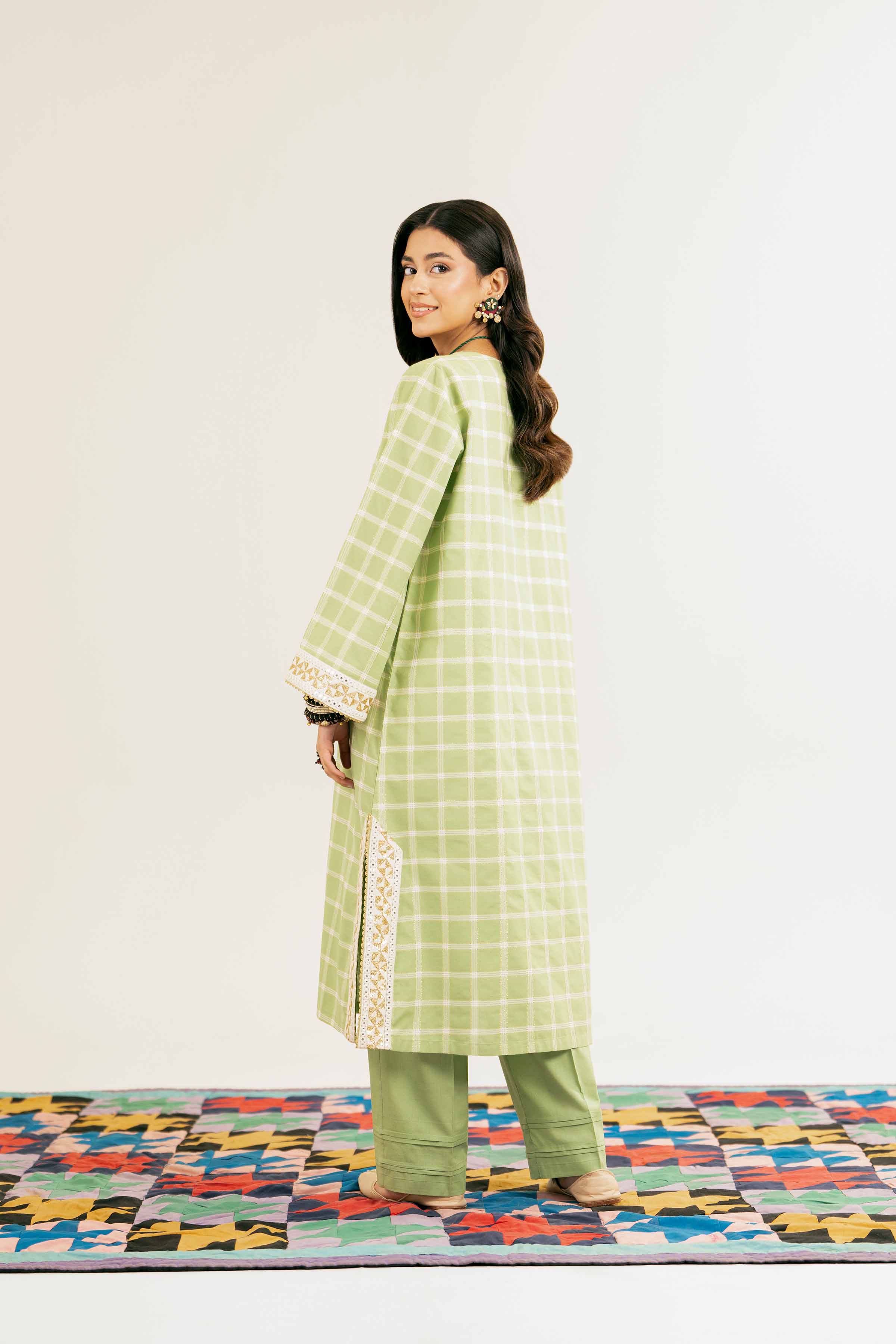 NishatUK - Brown Embroidered   Yarn Dyed 2-piece ready to wear Dress