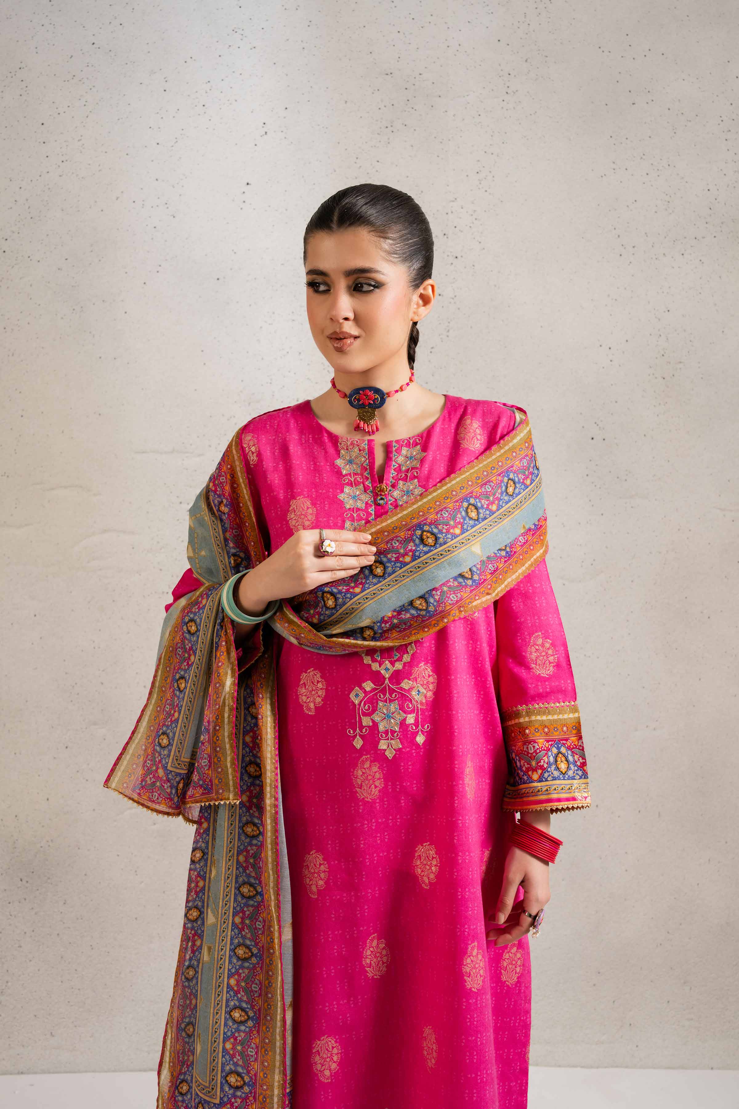 NishatUK - Brown Embroidered  Jacquard 3-piece ready to wear Suit