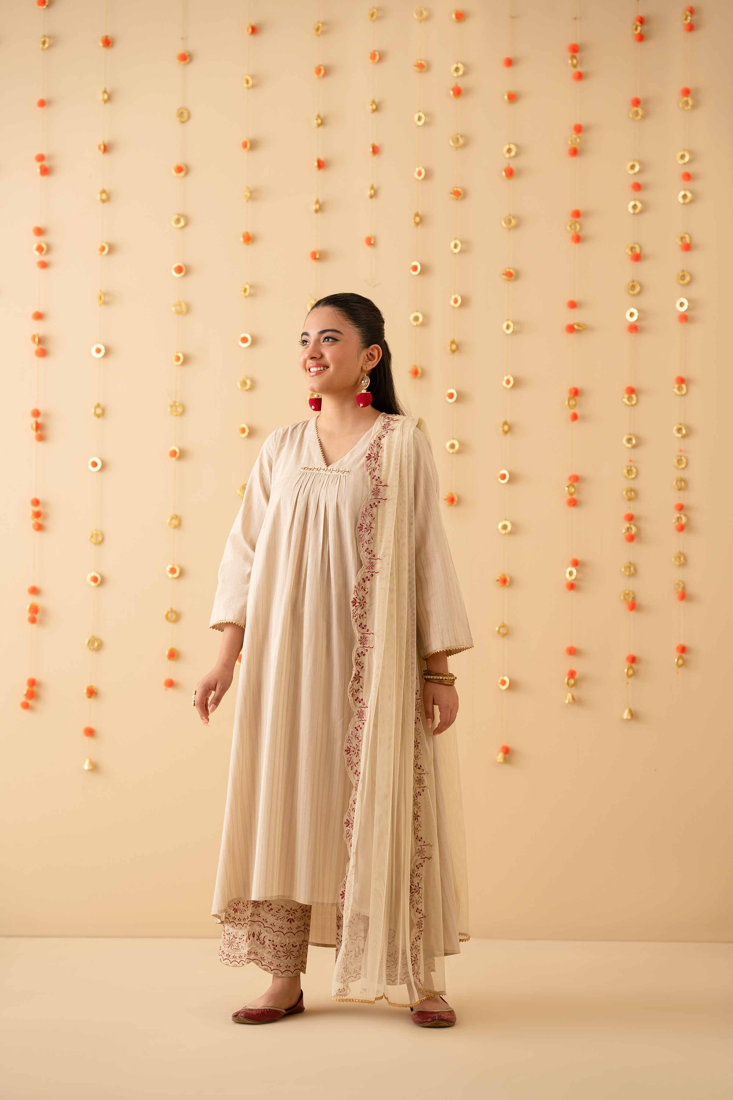 NishatUK - Beige Embroidered Yarn Dyed 3-piece ready to wear Suit