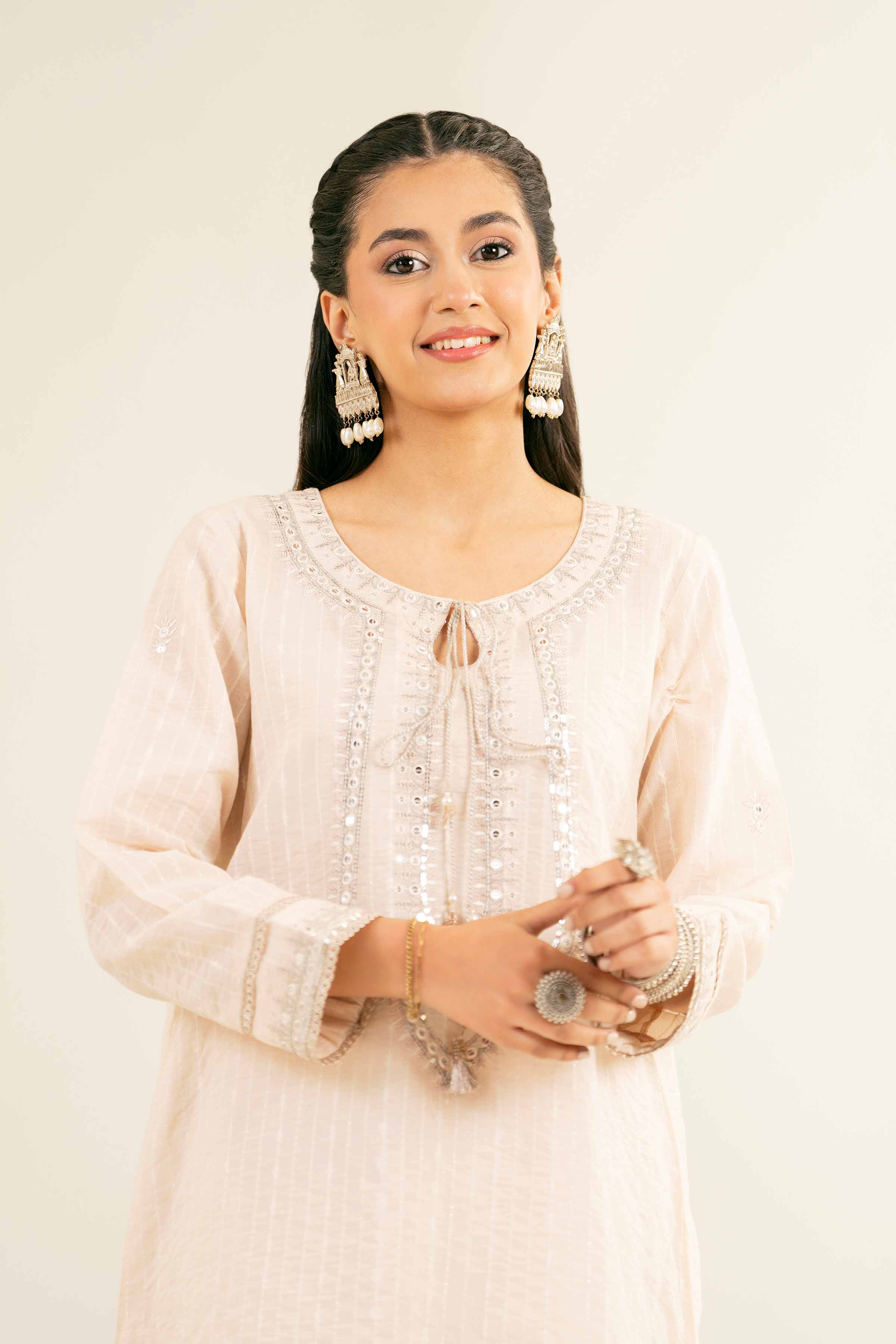 NishatUK - Brown Embroidered  Jacquard 2-piece ready to wear Dress