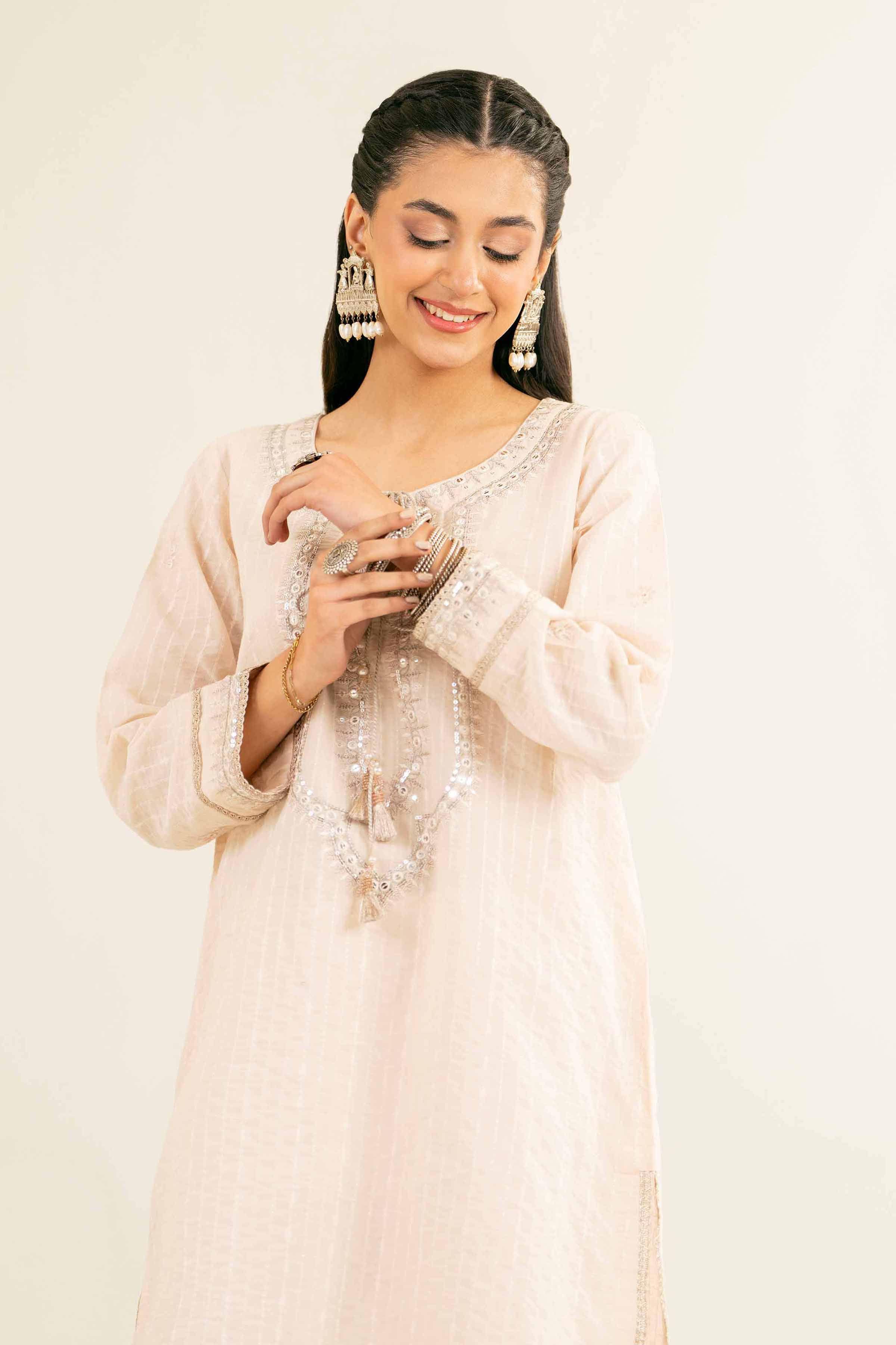 NishatUK - Brown Embroidered  Jacquard 2-piece ready to wear Dress