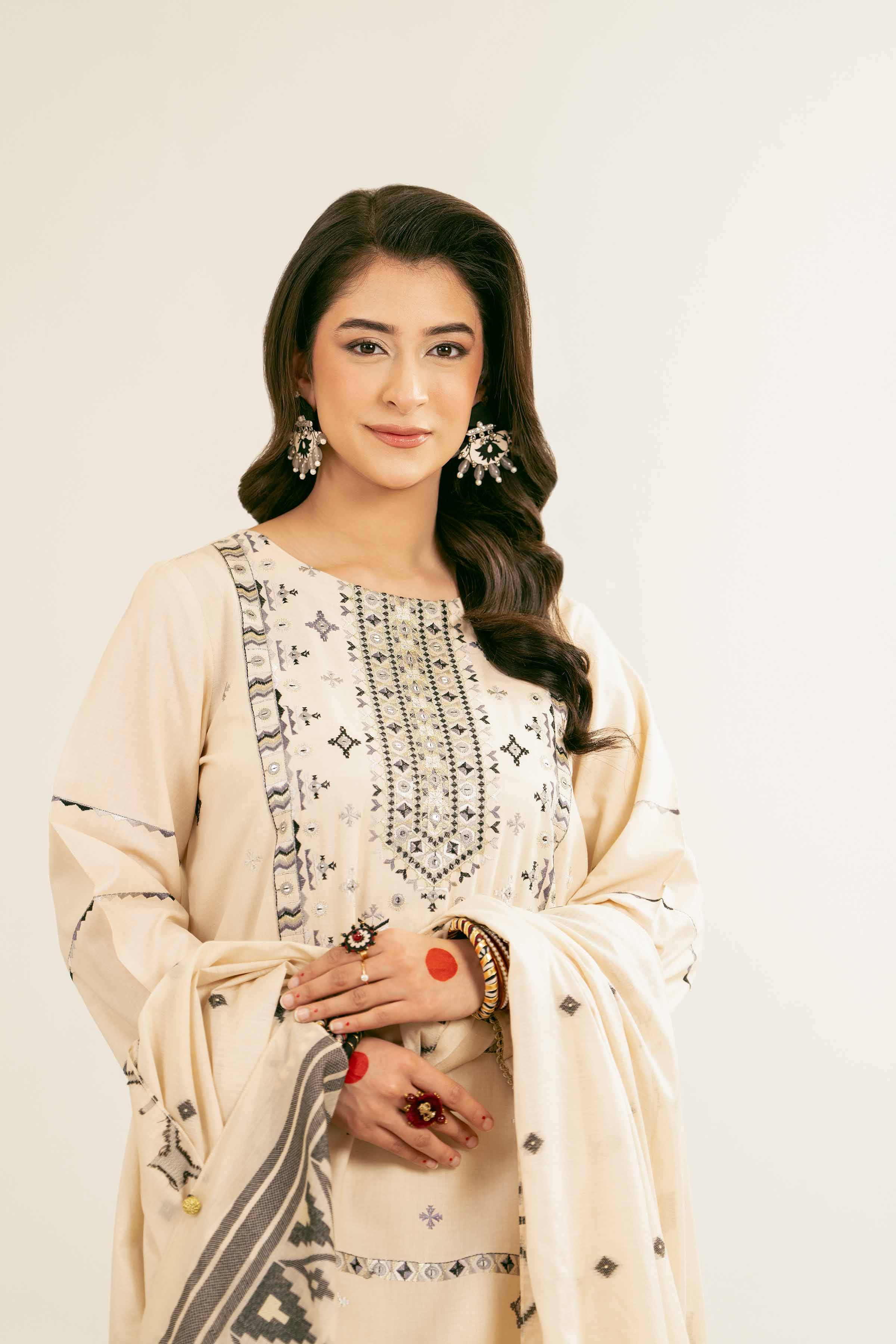 NishatUK - Brown Embroidered   Cambric 3-piece ready to wear Suit