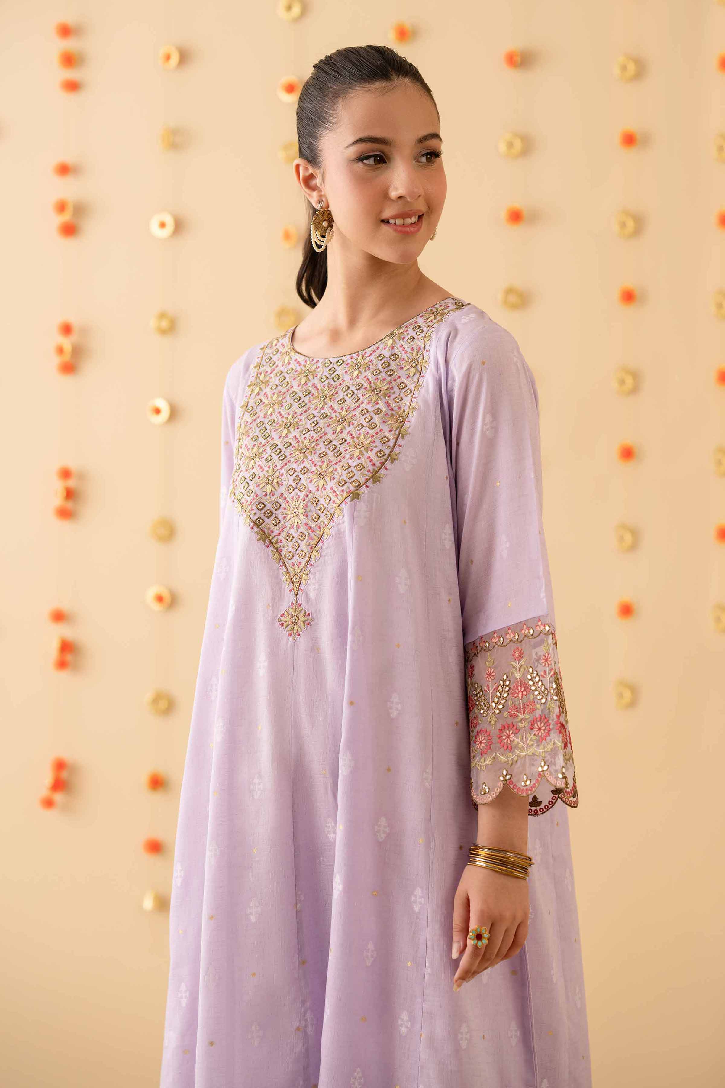 NishatUK - Purple Embroidered  Jacquard 2-piece ready to wear Dress