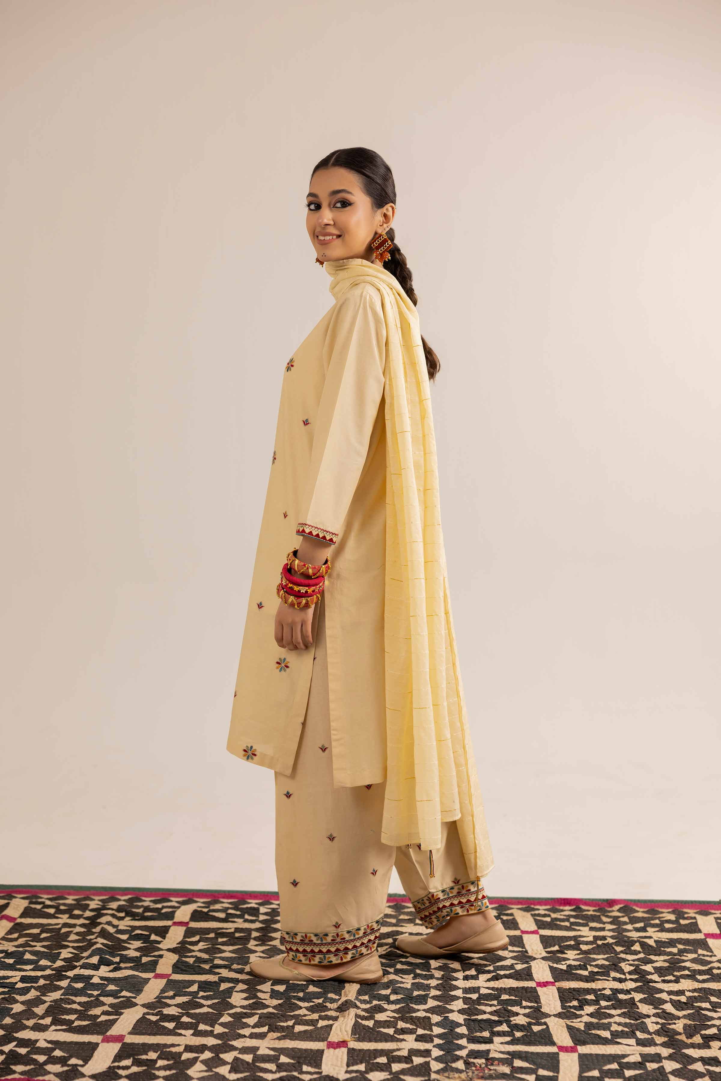 NishatUK - Brown Embroidered   Cambric 3-piece ready to wear Suit