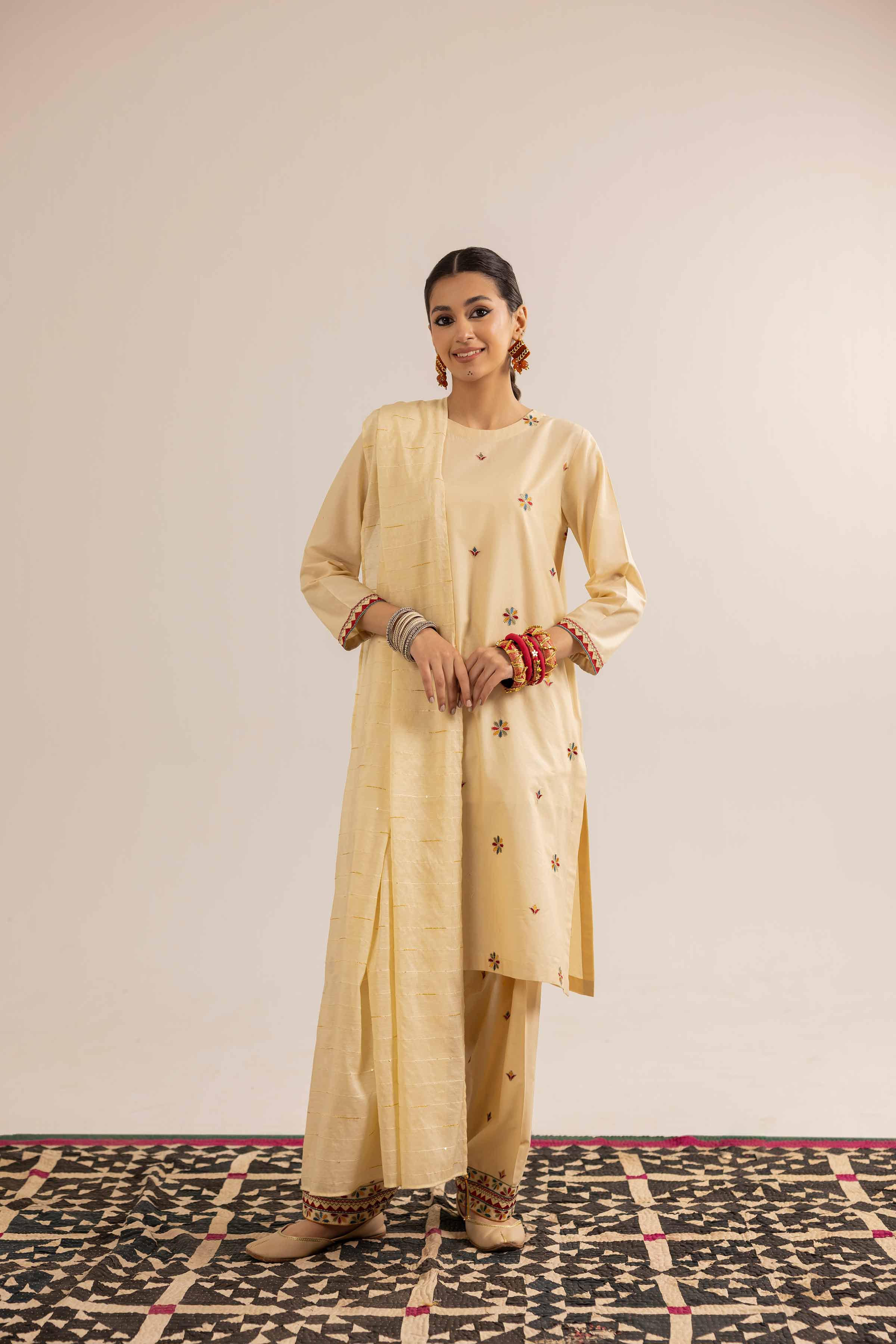 NishatUK - Brown Embroidered   Cambric 3-piece ready to wear Suit