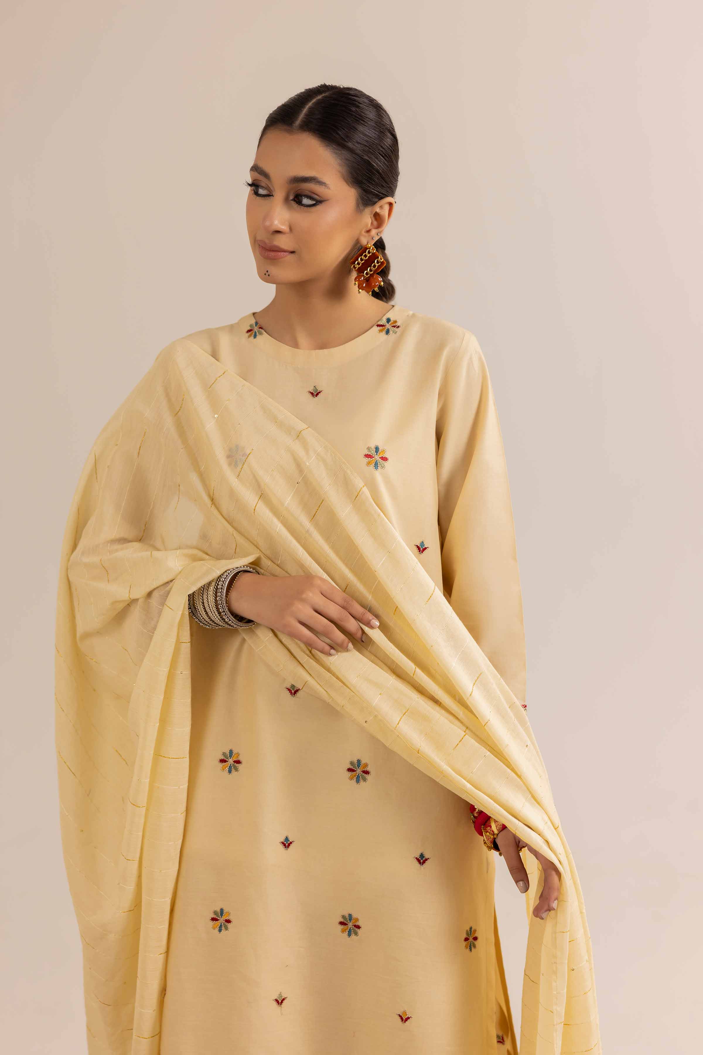 NishatUK - Brown Embroidered   Cambric 3-piece ready to wear Suit