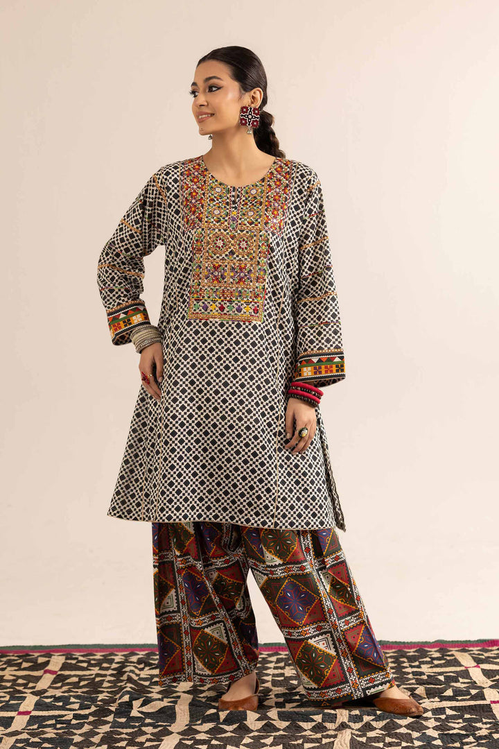 NishatUK - Brown Embroidered  Lawn 2-piece ready to wear Dress