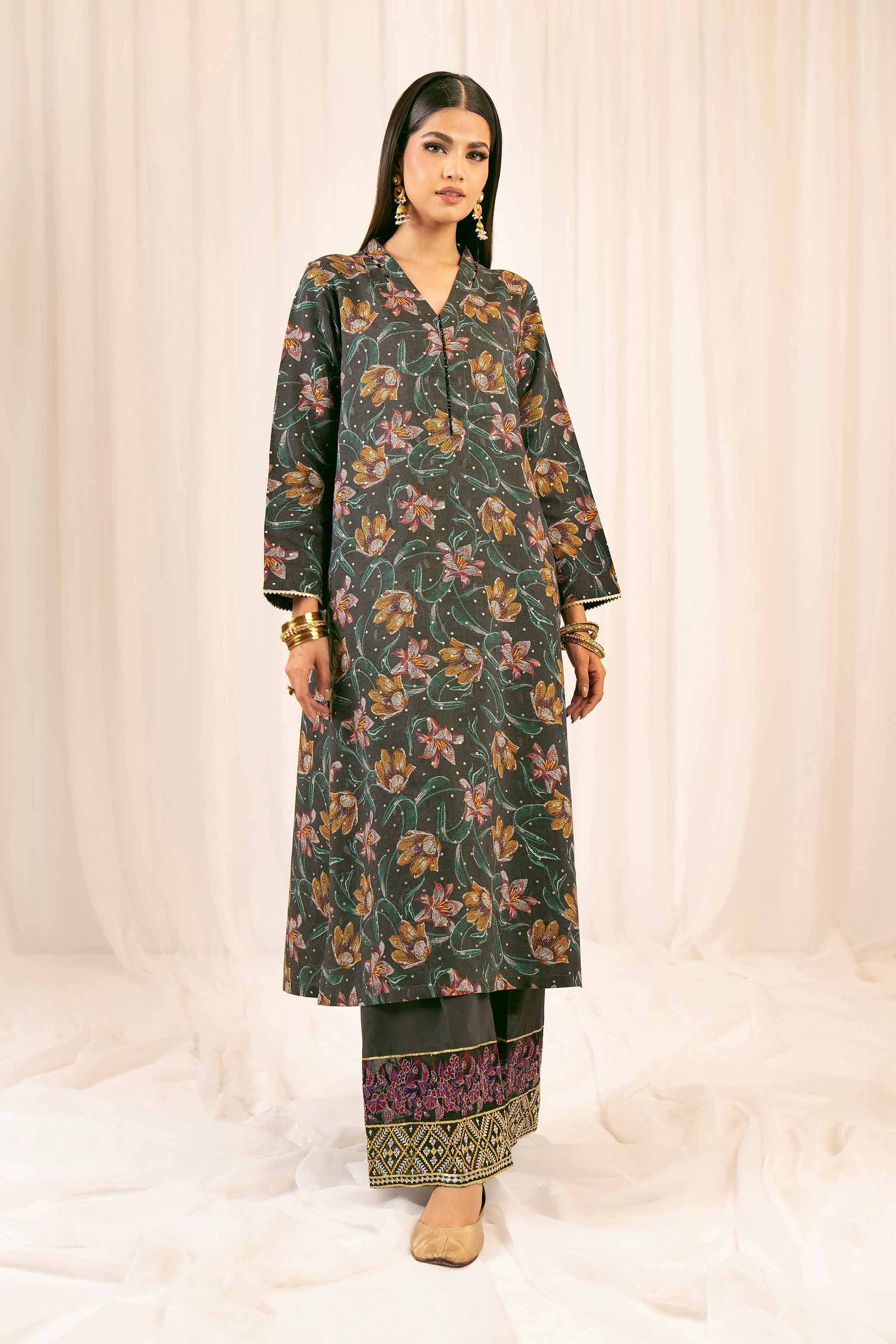 NishatUK - Black Embroidered Jacquard 2-piece ready to wear Dress