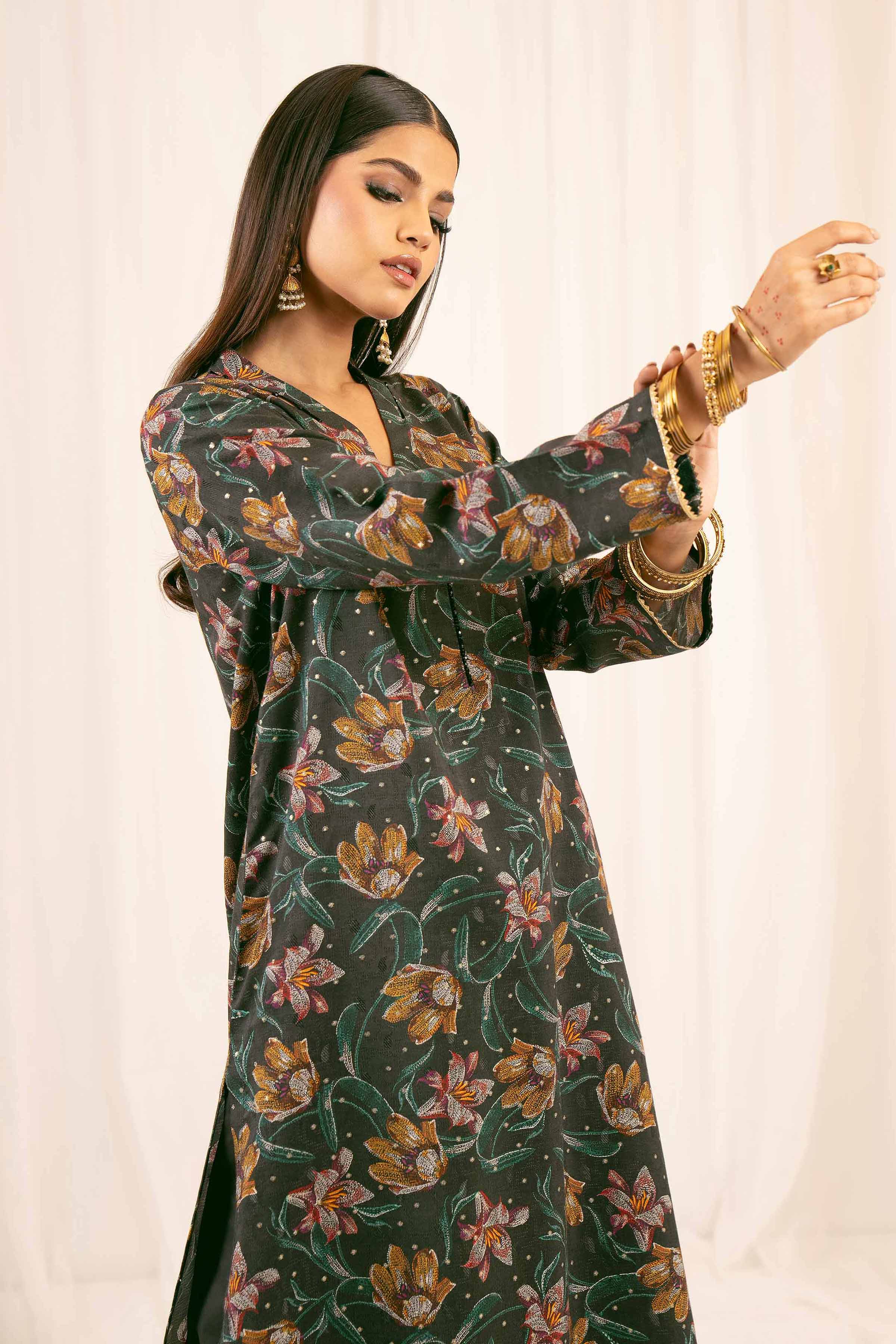 NishatUK - Black Embroidered Jacquard 2-piece ready to wear Dress