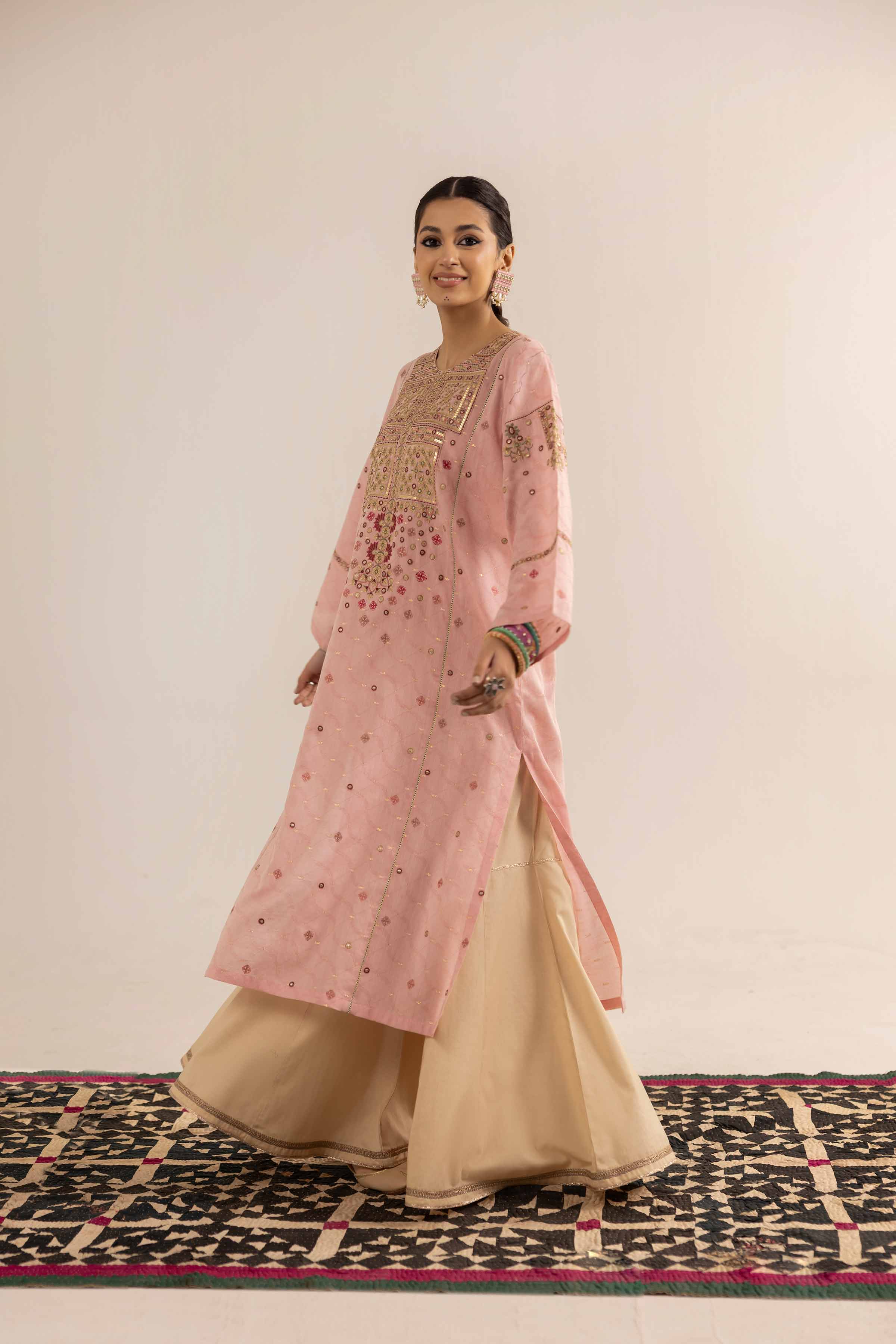 NishatUK - Brown Embroidered  Jacquard 2-piece ready to wear Dress