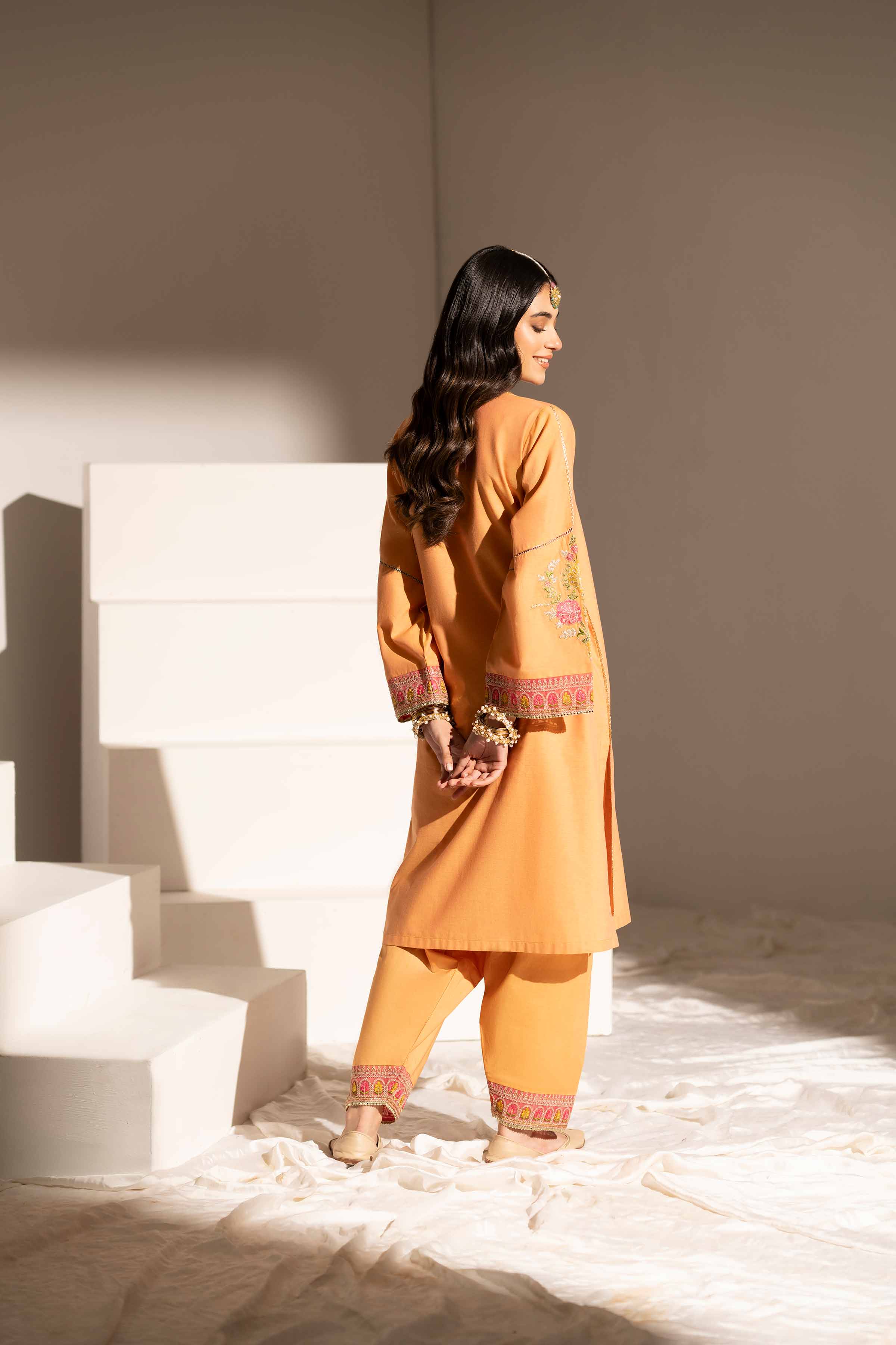 NishatUK - Peach Embroidered   Yarn Dyed 2-piece ready to wear Dress