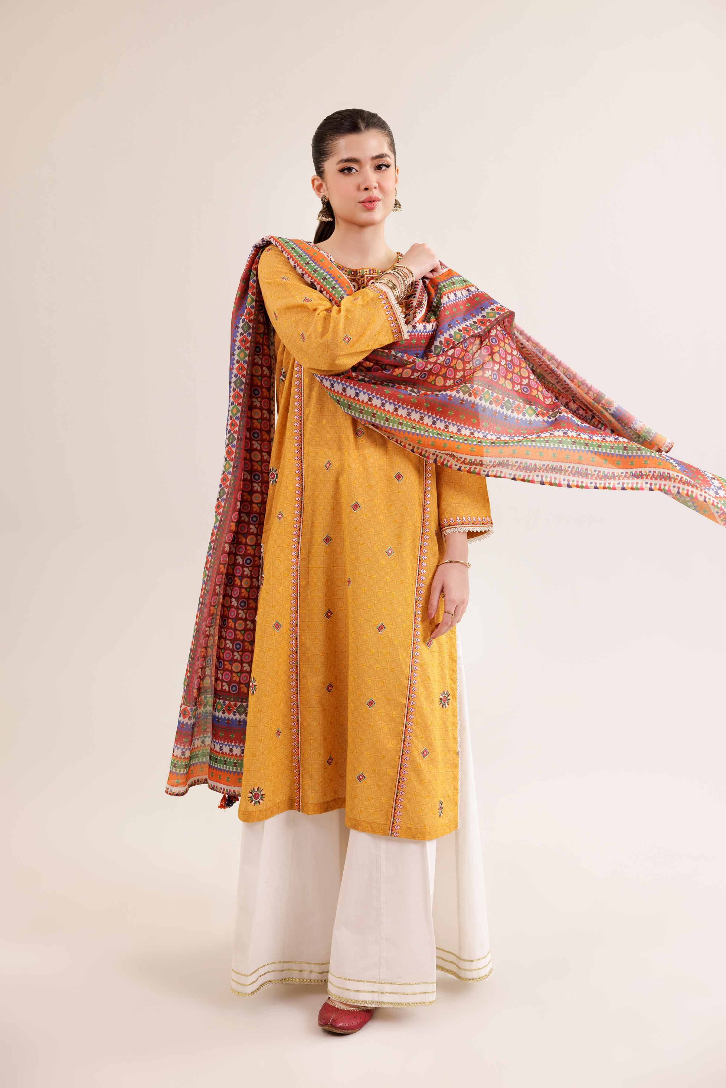 NishatUK - Brown Embroidered  Lawn 2-piece ready to wear Dress