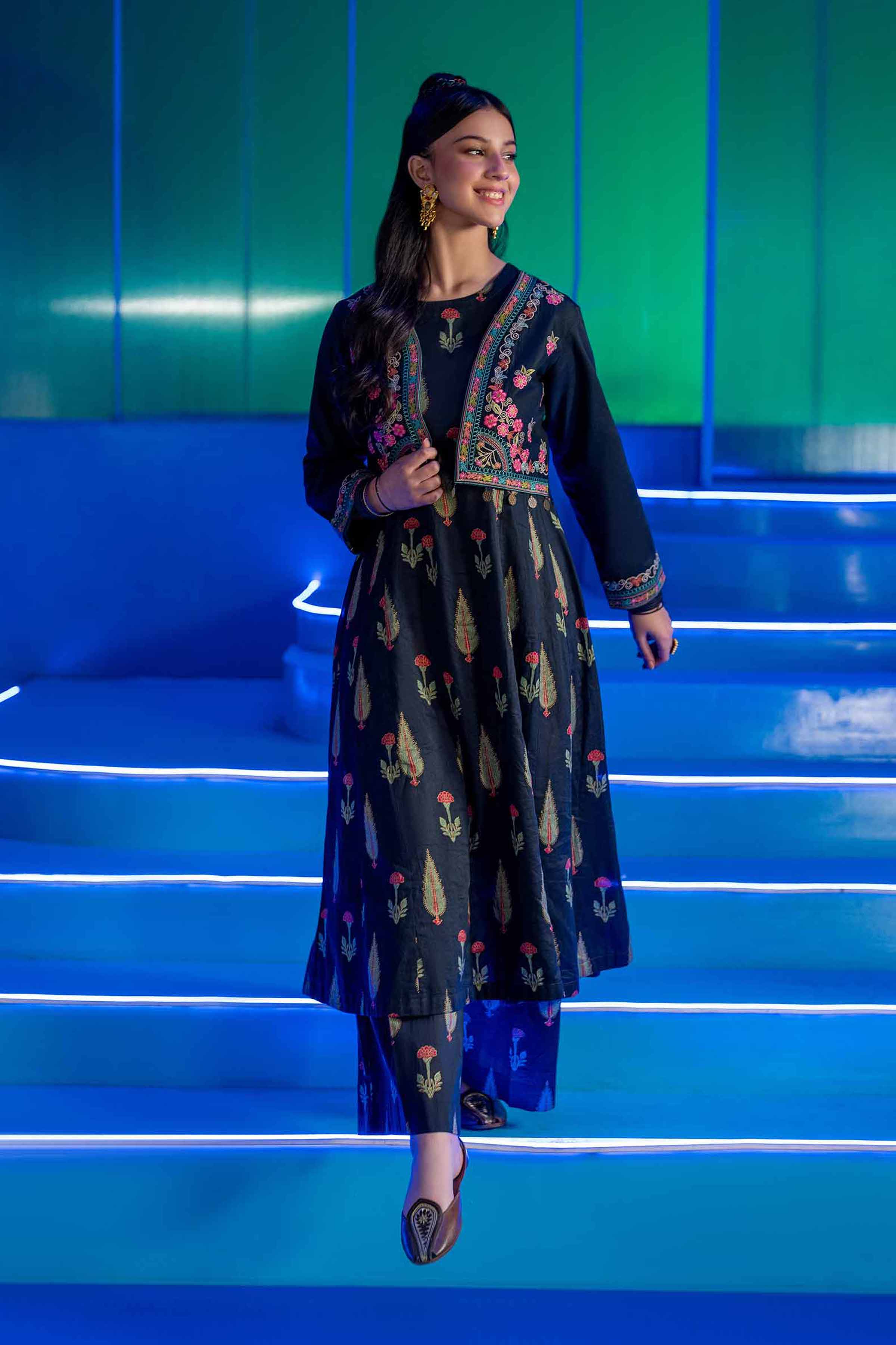 NishatUK - Brown Embroidered  Lawn 3-piece ready to wear Suit