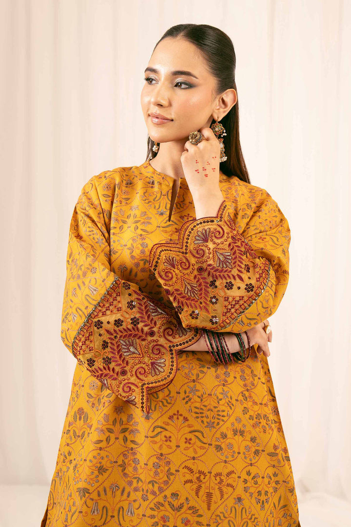 NishatUK - Mustard Embroidered Jacquard 2-piece ready to wear Dress